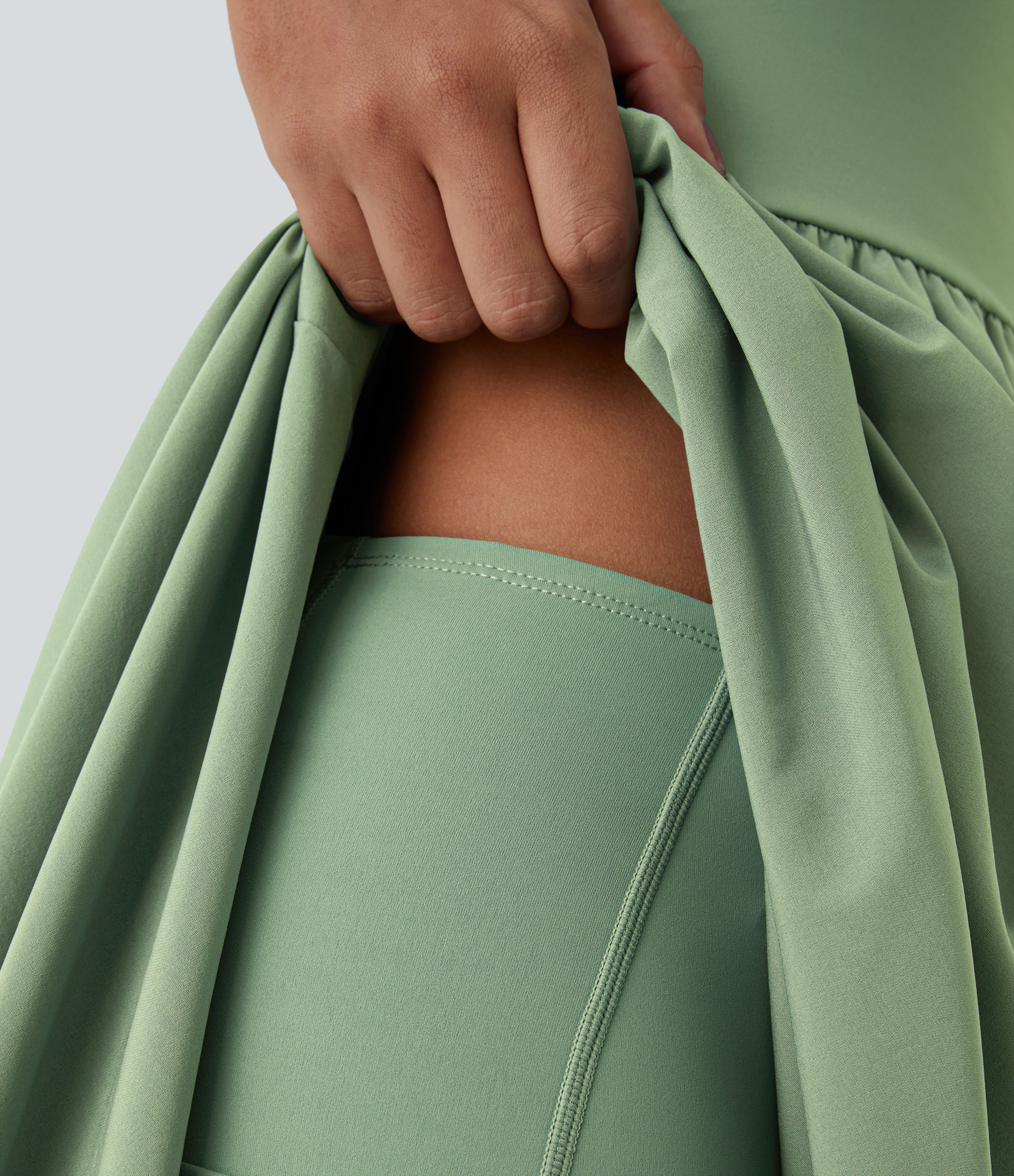 Halara Breezefulв„ў Backless High Low 2-Piece Side Pocket Flowy Midi Quick Dry Casual Dress Casual Dress - Hot Wasabi - Green - XS slip dress 