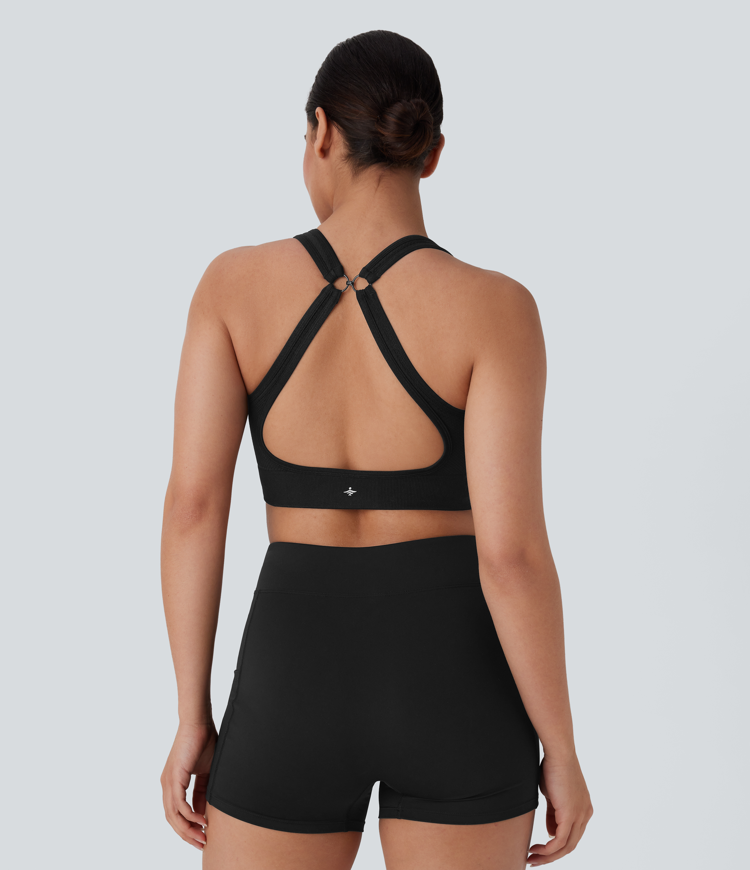 Halara Seamless Flow Low Support Zipper Backless Yoga Sports Bra  - Black - S push up bra strapless bra backless bra sticky bra wireless bra 