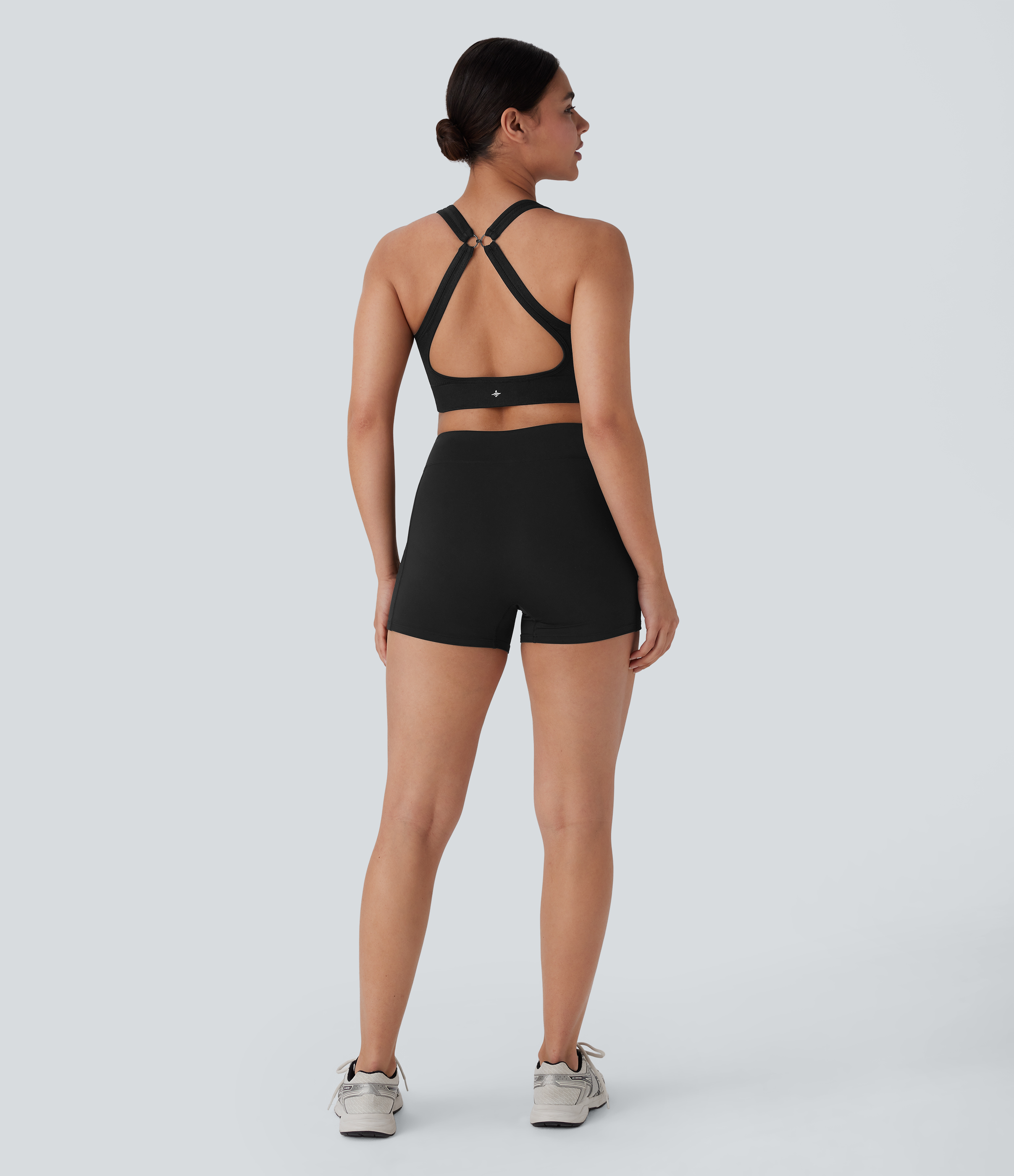 Halara Seamless Flow Low Support Zipper Backless Yoga Sports Bra  - Black - S push up bra strapless bra backless bra sticky bra wireless bra 