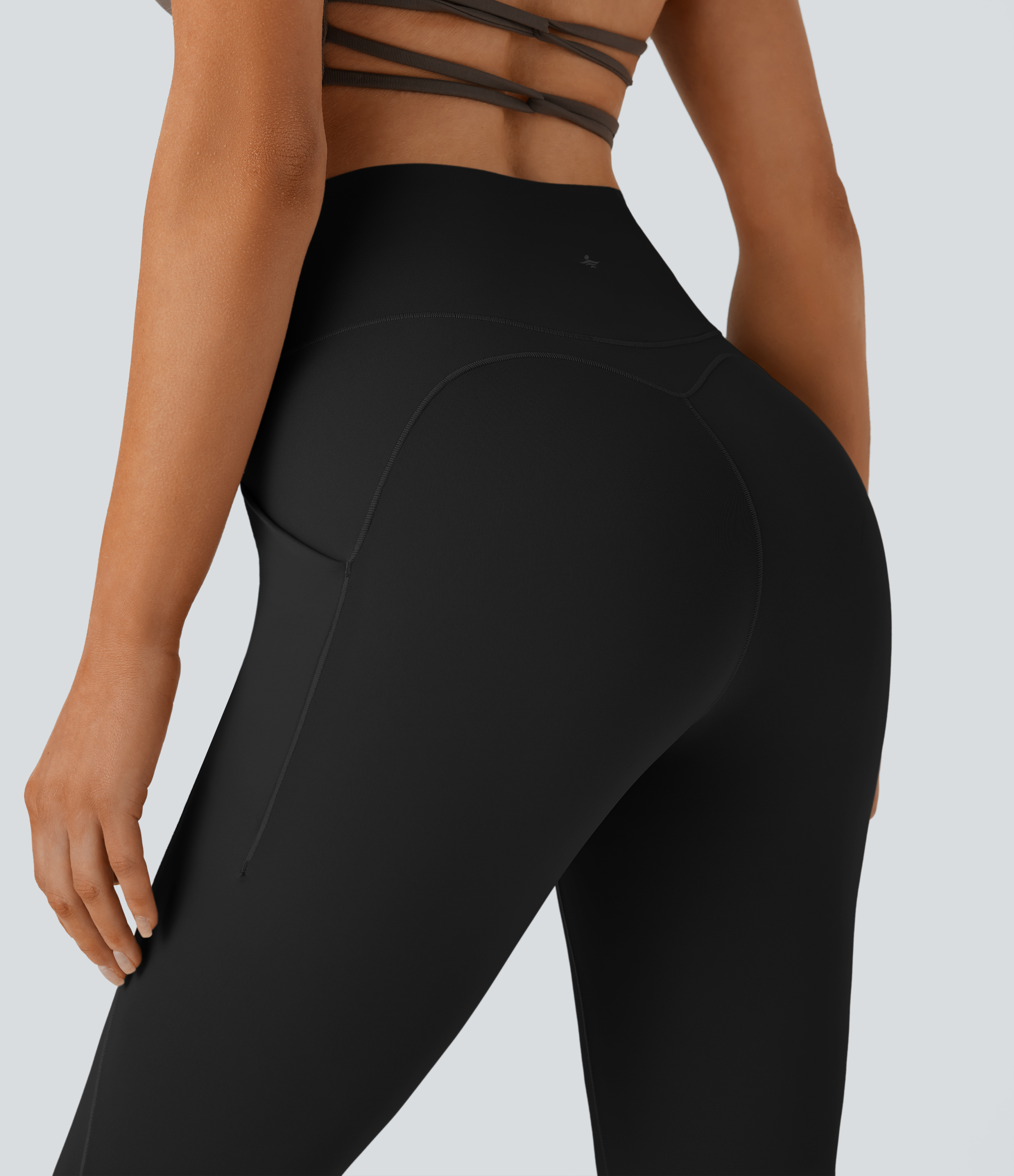 Halara Softlyzeroв„ў QuickDry SoCinched High Waisted Tummy Control Side Pocket Yoga Flare Leggings  - Black - S(regular) gym leggings 