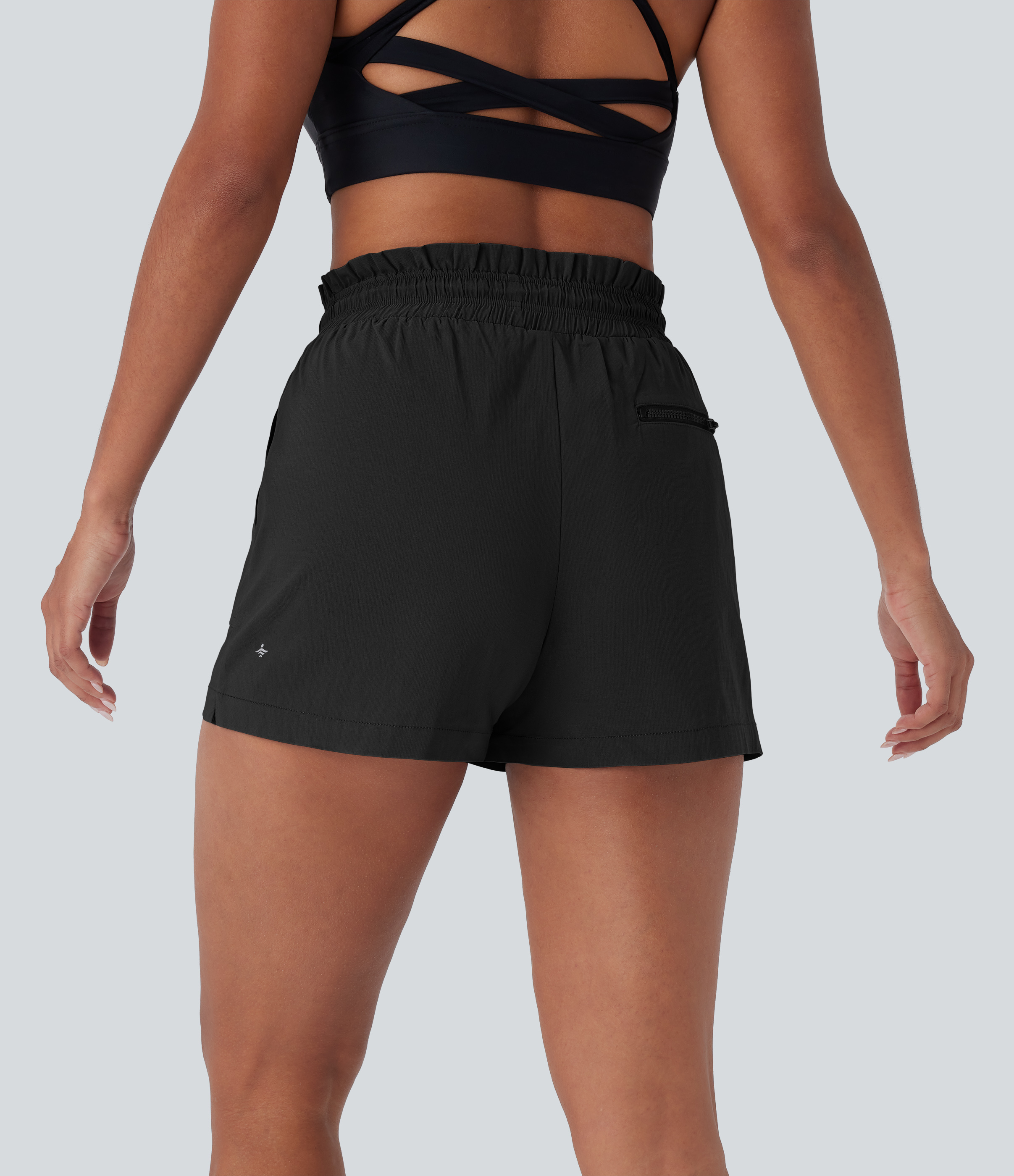 Halara High Waisted Drawstring Multiple Pockets Split Running Shorts Gym Short - Black - XL booty shorts compression shorts yoga shorts 