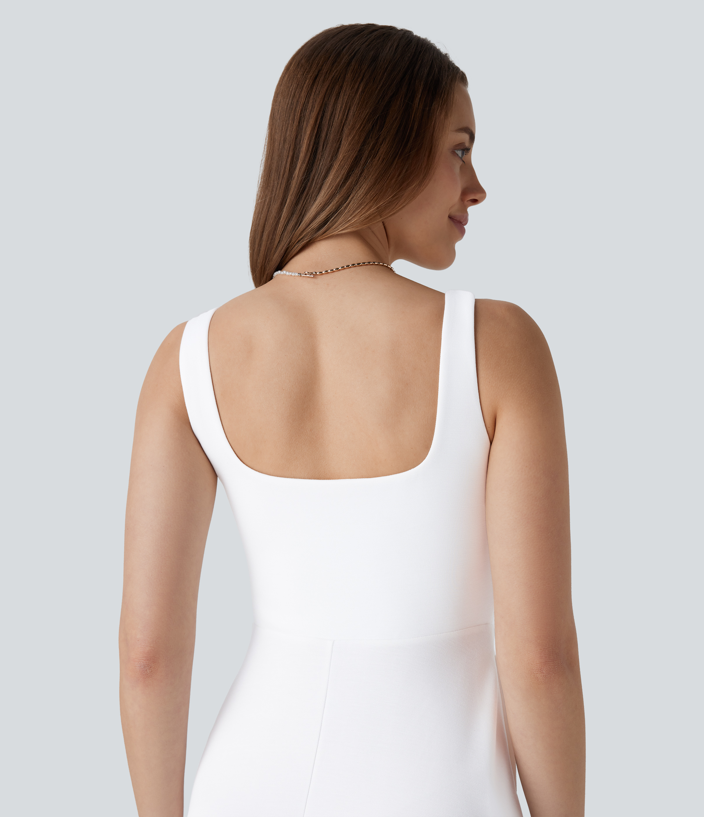 Halara Square Neck Backless Side Pocket Maxi Bridesmaid and Wedding Guest Dress Casual Dress - Frost White - M slip dress beach dress 