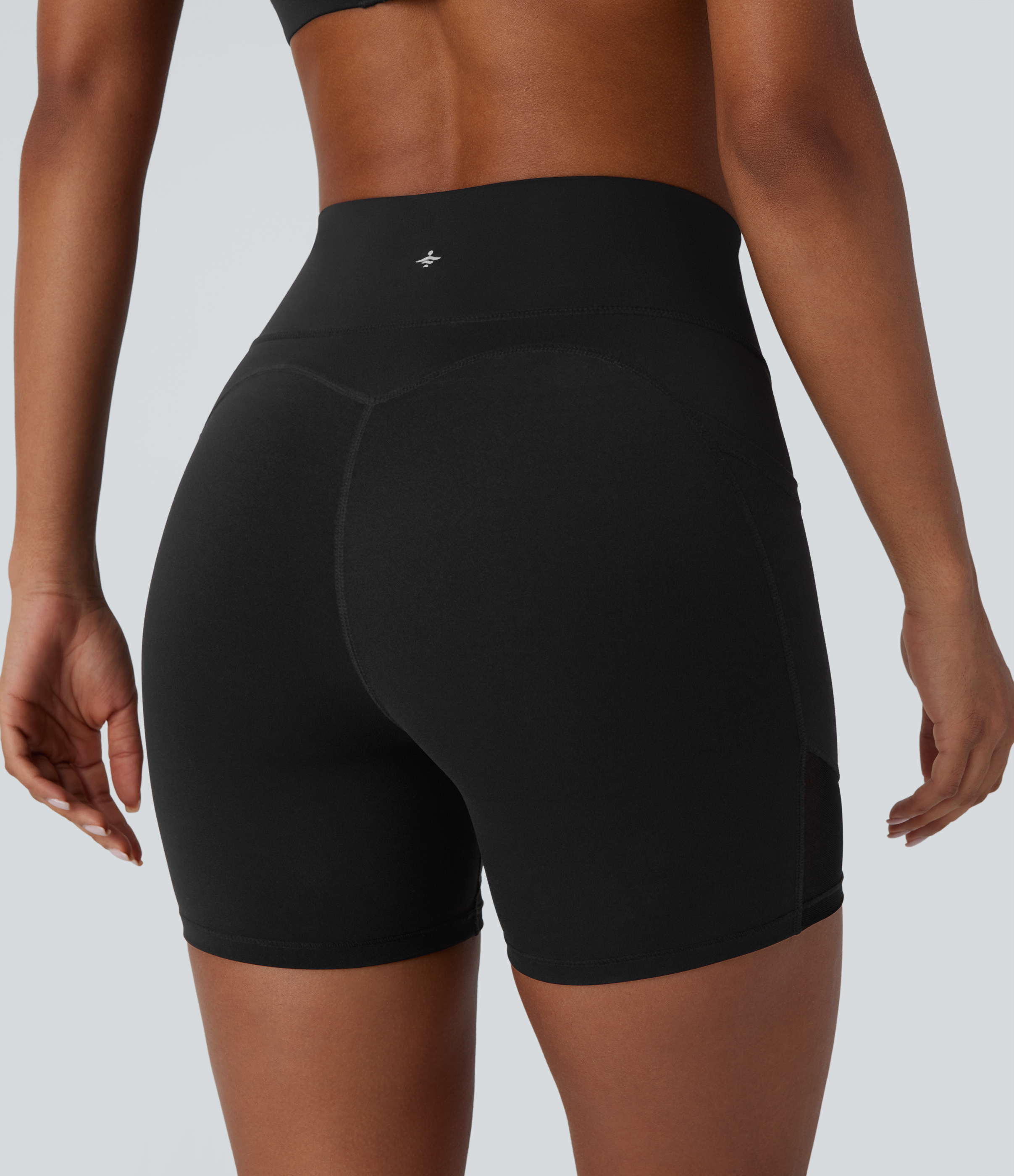 Halara Halara UltraSculptв„ў SoCinched High Waisted Tummy Control Butt Lifting Side Pocket Contrast Mesh Shaping Workout Biker Shorts 5``  - Black - S 