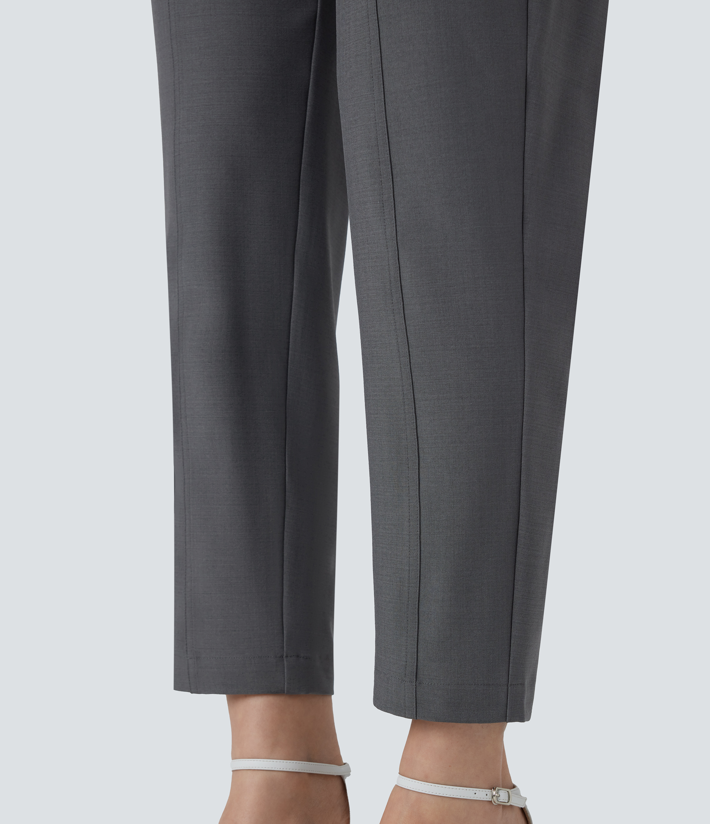 Halara Mid High Waisted Button Zipper Belted Multiple Pockets Casual Pants  - Dark Jade Grey - XS(regular) sweatpants jogger pants 