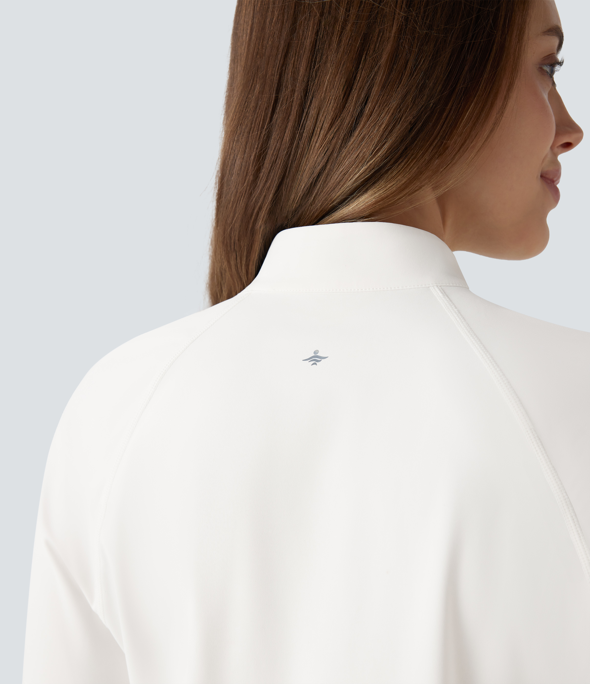 Halara Softlyzeroв„ў QuickDry Stand Collar Zipper Perforated Split High Low Tennis Sports Top  - White - XS 