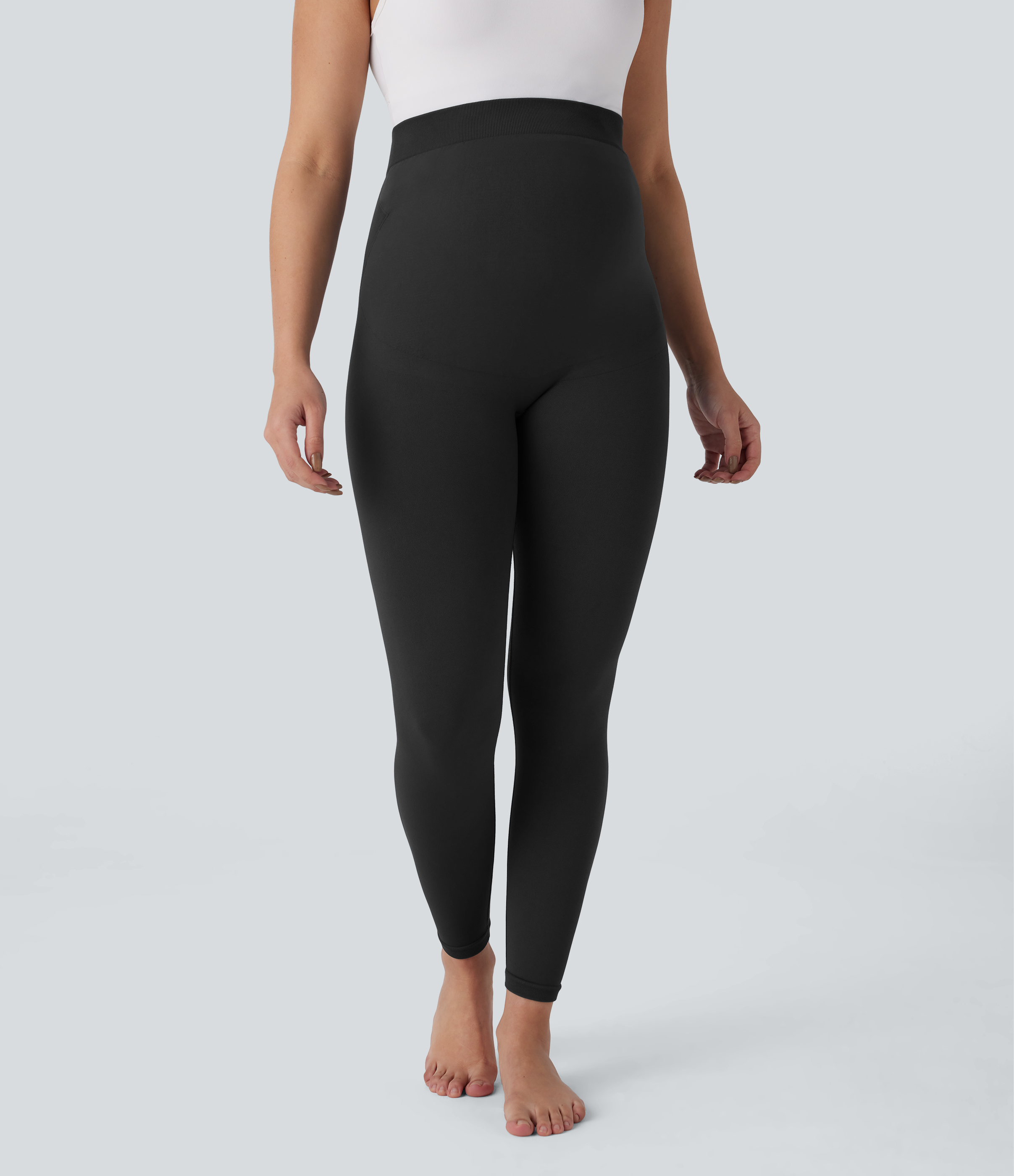Halara Seamless Flow Super High Waisted 7/8 Yoga Maternity Leggings  - Black - XS(regular) gym leggings leggings with pockets 