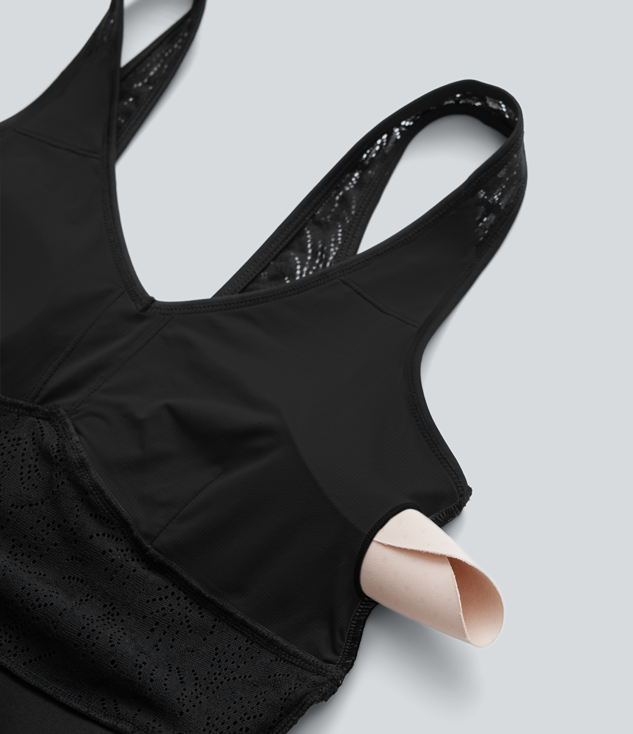 Halara Softlyzeroв„ў Airy V Neck Backless Contrast Lace 2-in-1 Cool Touch Mini Yoga Active Dress-UPF50+ Workout Dress - Black - L 