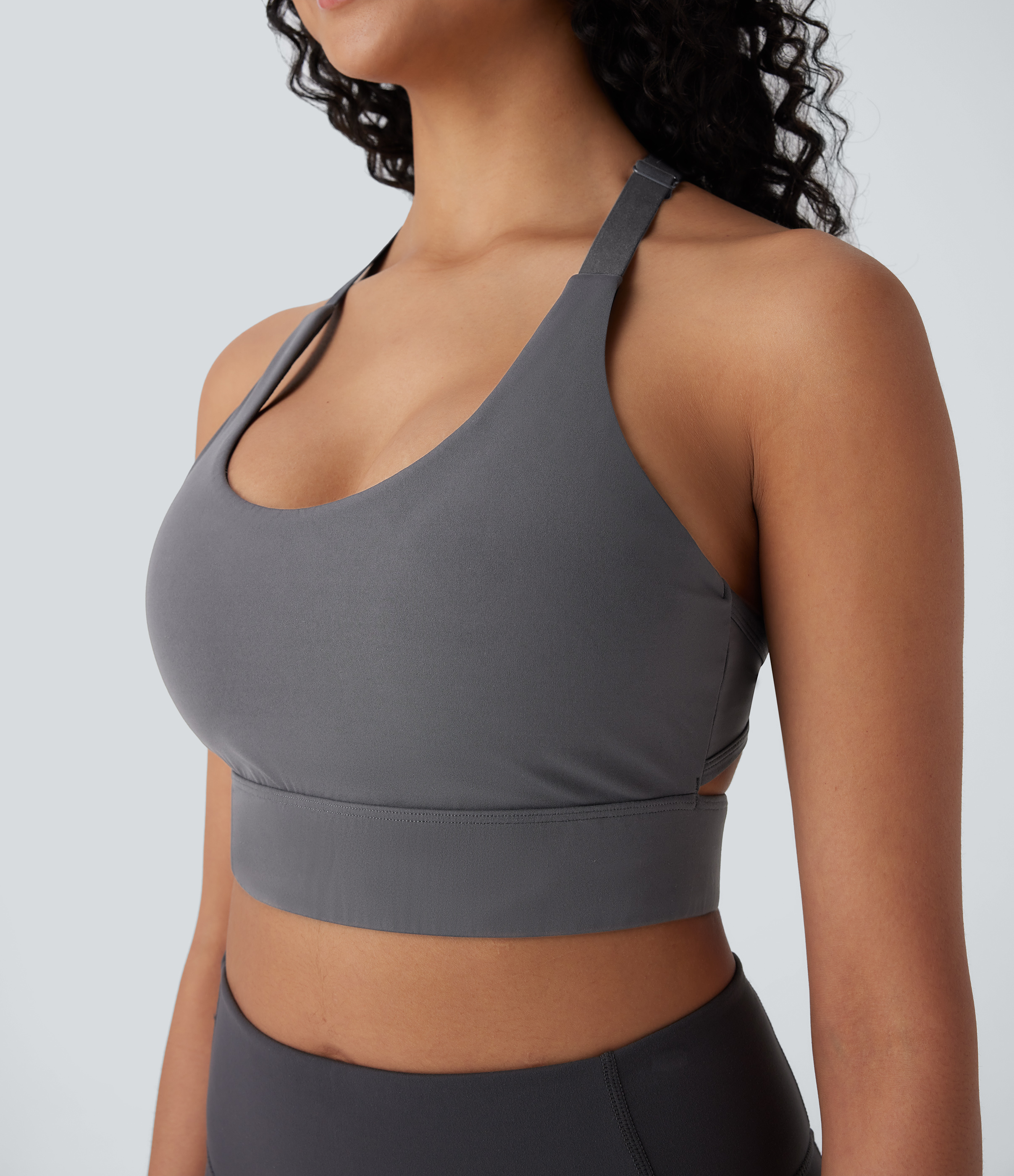 Halara Halara UltraSculptв„ў Low Support U Neck Backless Adjustable Hook Yoga Sports Bra  - Volcanic Ash - S push up bra strapless bra 