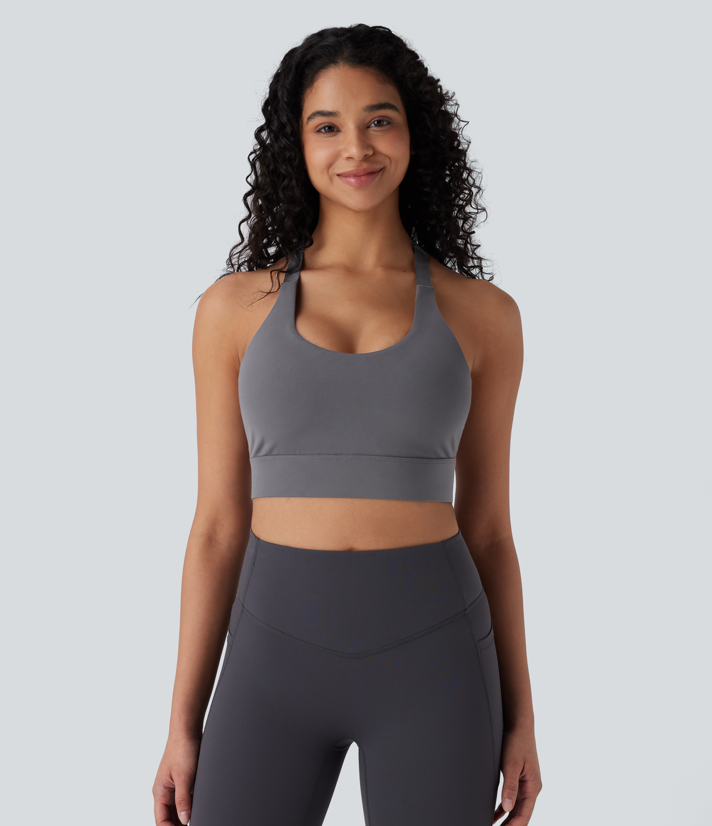 Halara Halara UltraSculptв„ў Low Support U Neck Backless Adjustable Hook Yoga Sports Bra  - Volcanic Ash - S push up bra strapless bra 