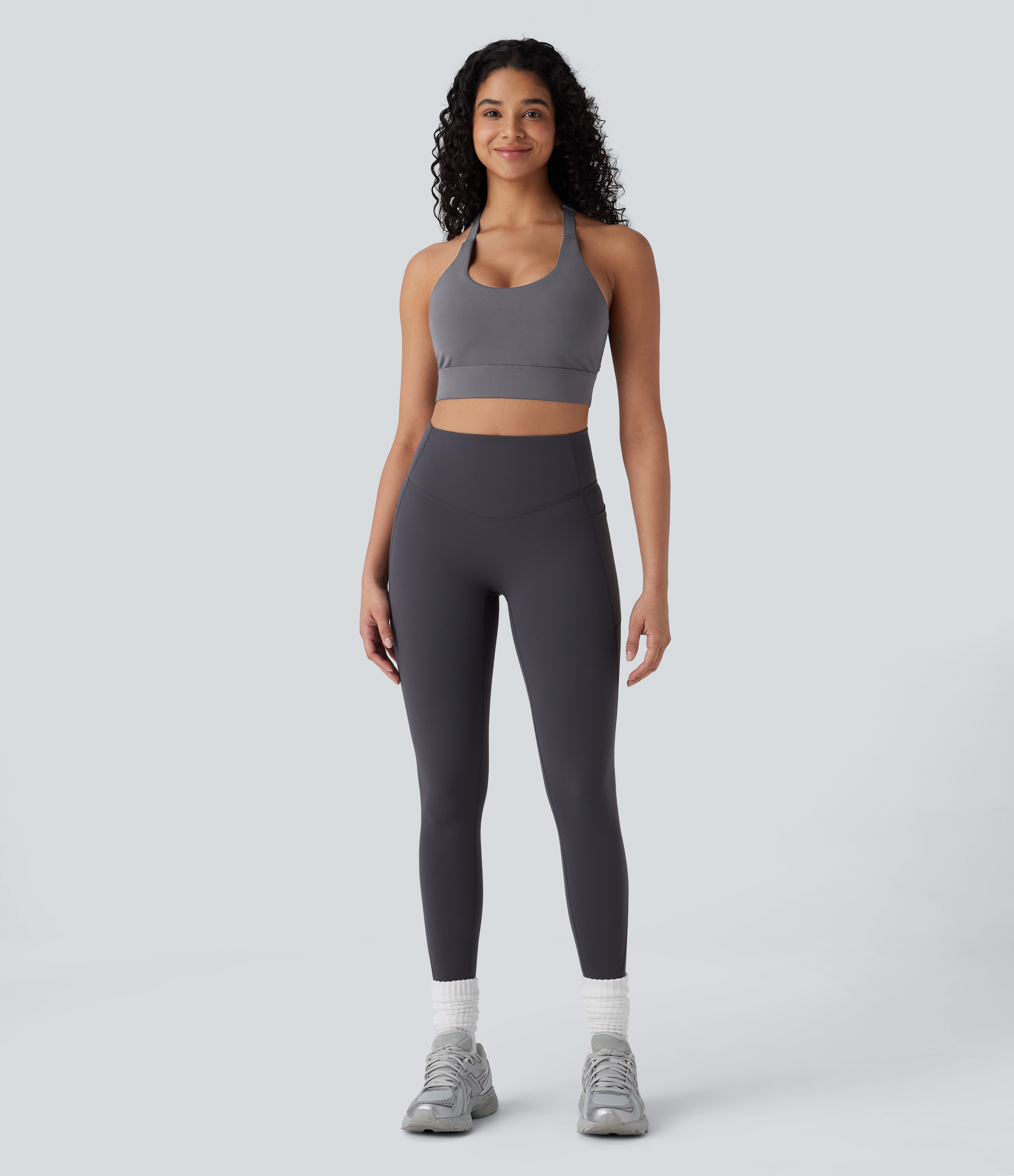 Halara Halara UltraSculptв„ў Low Support U Neck Backless Adjustable Hook Yoga Sports Bra  - Volcanic Ash - S push up bra strapless bra 