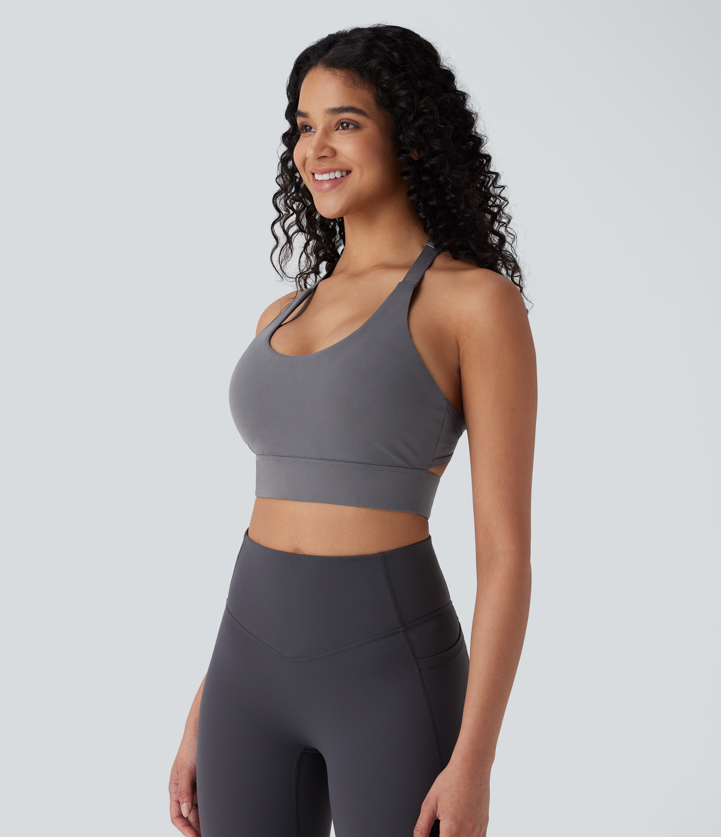Halara Halara UltraSculptв„ў Low Support U Neck Backless Adjustable Hook Yoga Sports Bra  - Volcanic Ash - S push up bra strapless bra 