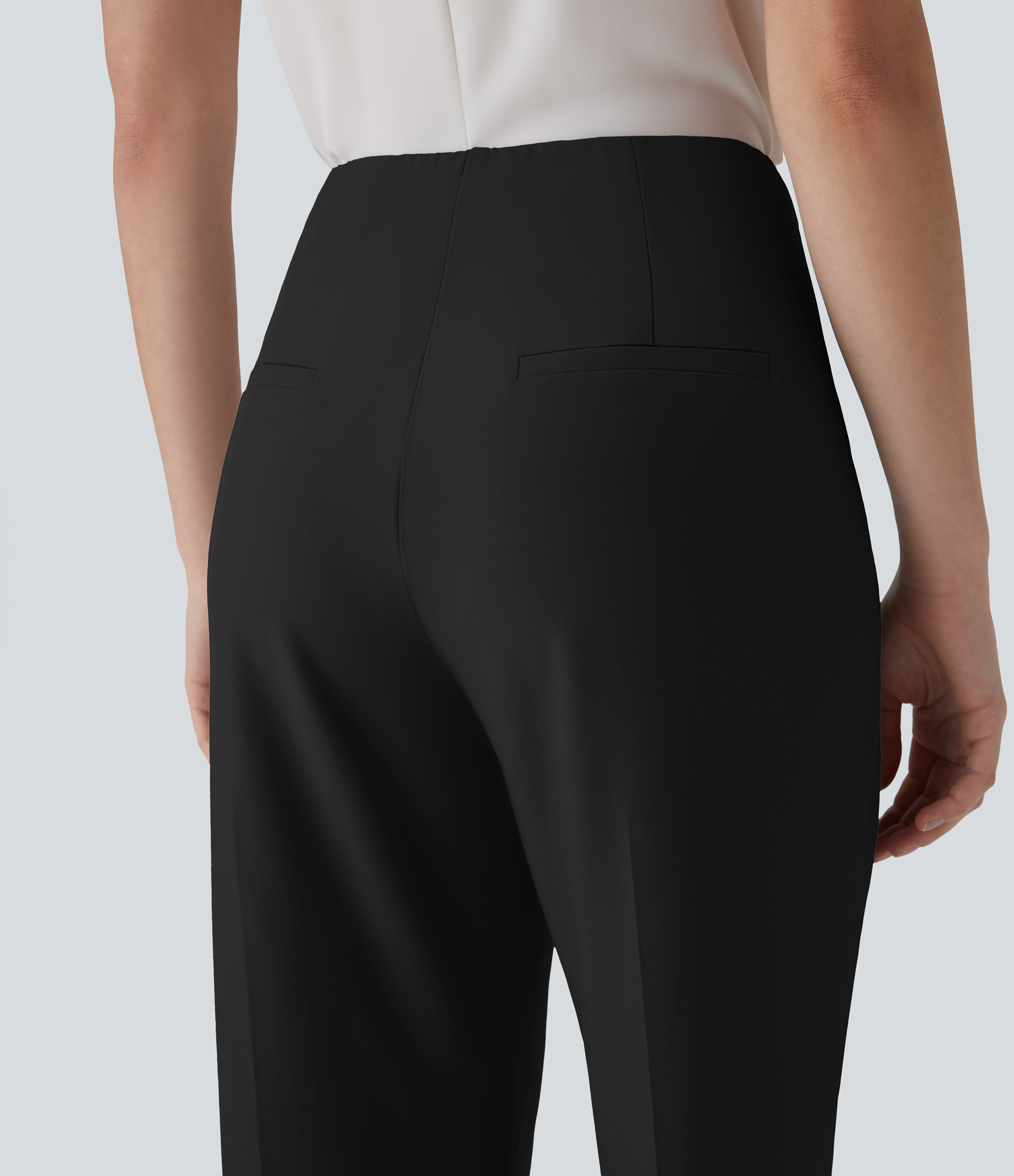 Halara High Waisted Invisible Zipper Side Pocket Work Tapered Pants  - Black - L(regular) sweatpants jogger pants stacked sweatpants 