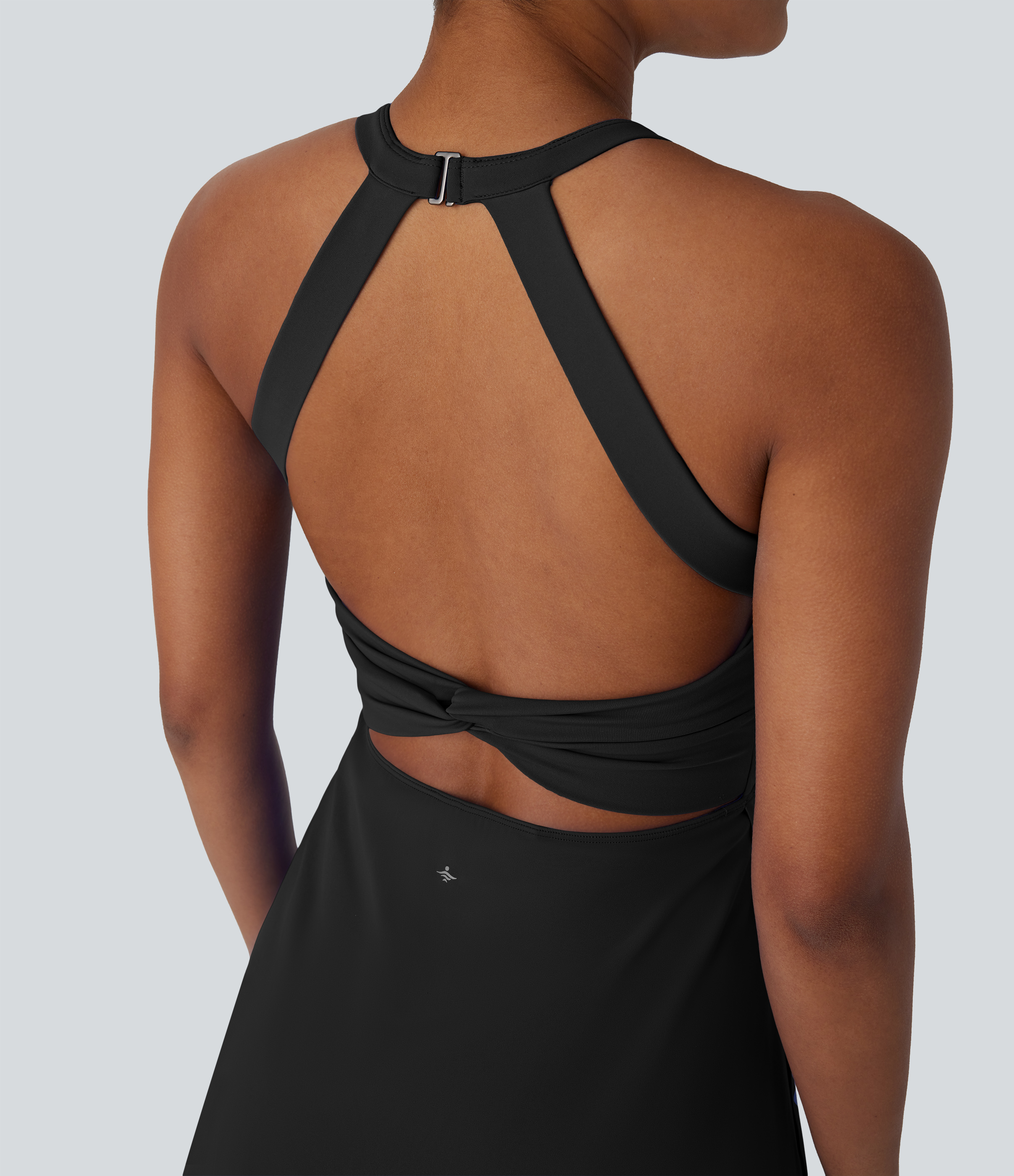 Halara Softlyzeroв„ў Airy Backless Twisted 2-in-1 Side Pocket Split Curved Hem Cool Touch Dance Active Dress-Easy Peezy Edition Workout Dress - Black - XL 