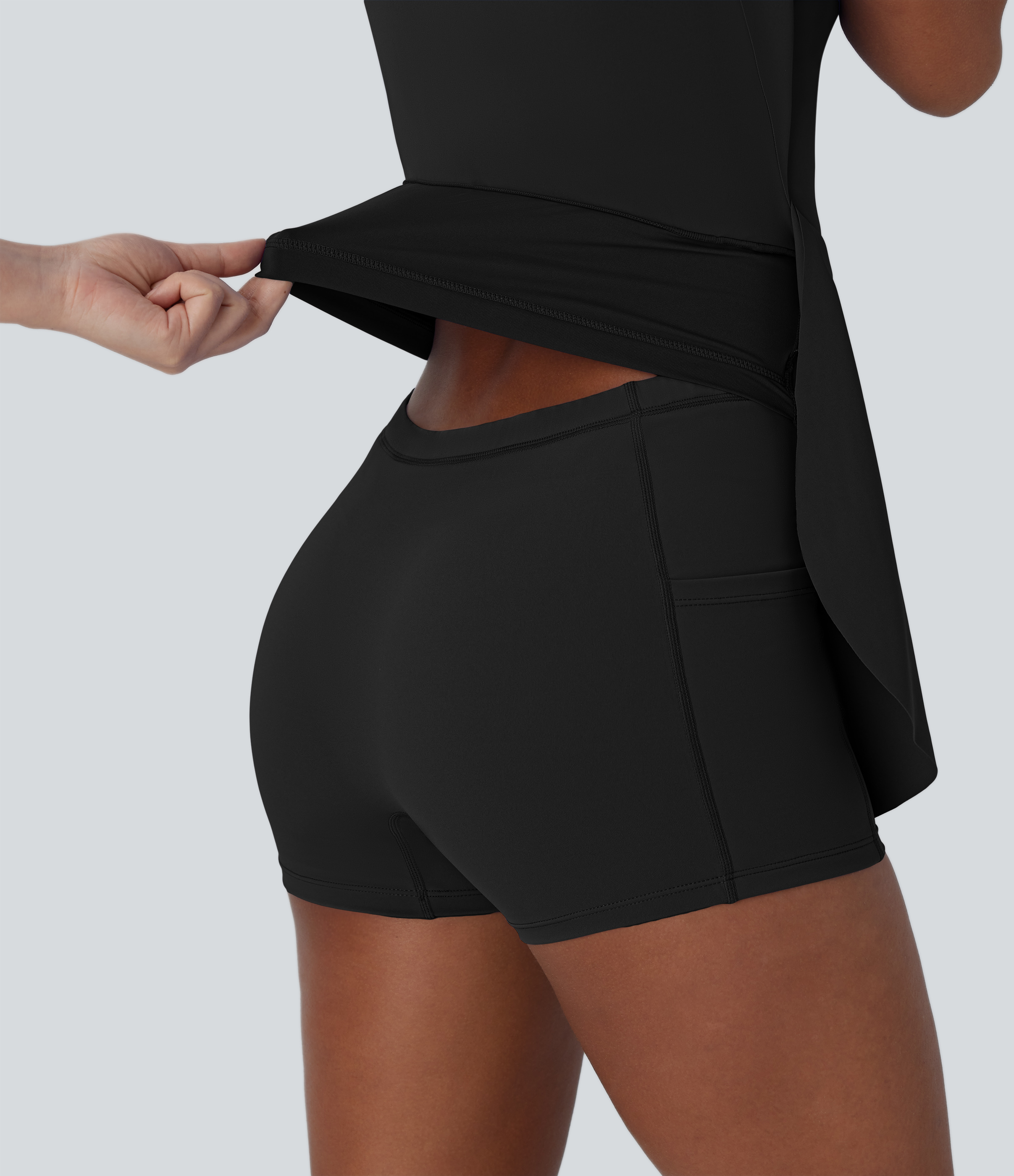 Halara Softlyzeroв„ў Airy Backless Twisted 2-in-1 Side Pocket Split Curved Hem Cool Touch Dance Active Dress-Easy Peezy Edition Workout Dress - Black - XL 