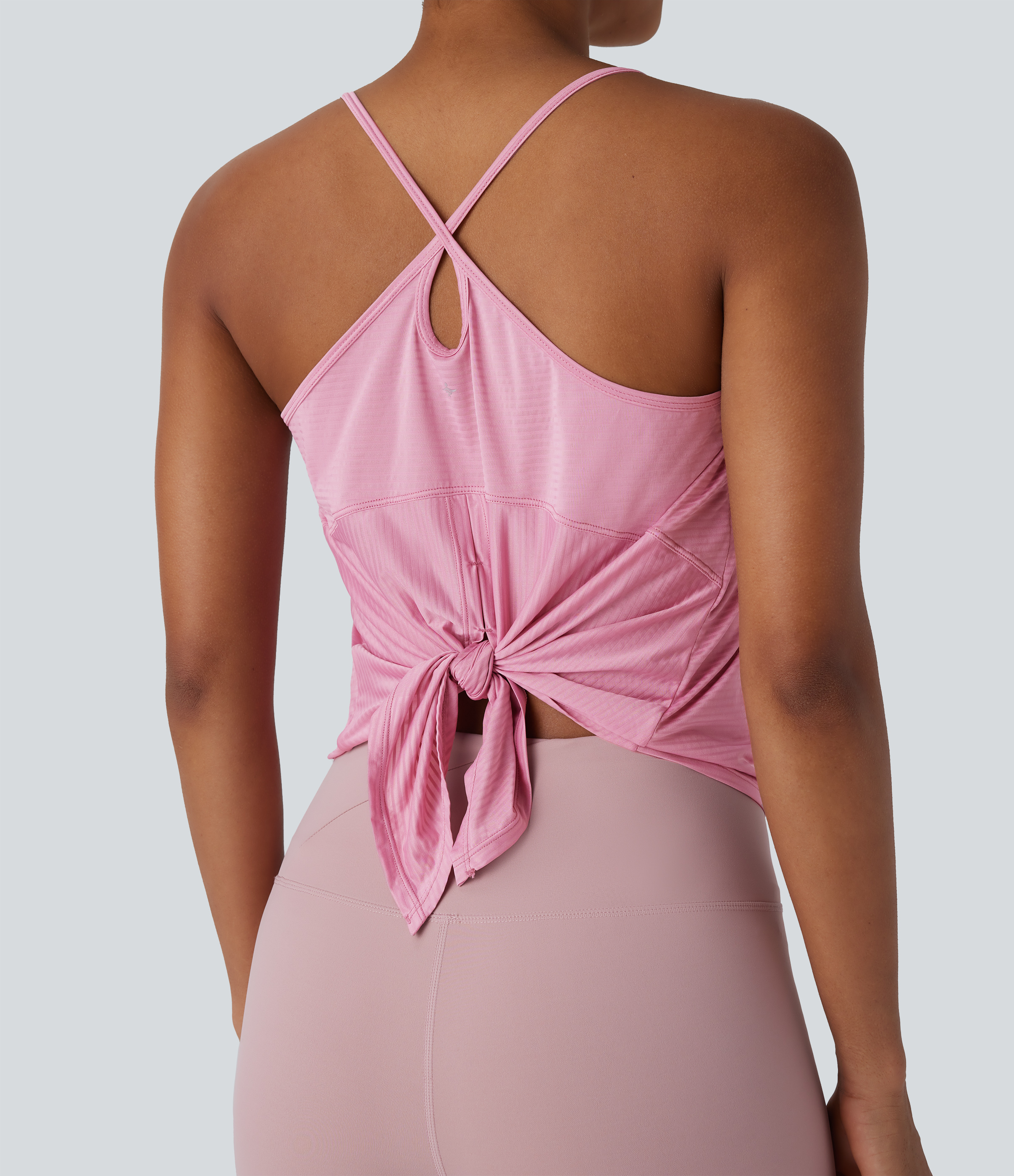 Halara Crisscross Backless Split Hem Yoga Cami Top Tank Top - Soft Berry - S golf tops halter top tunic tops sleeveless tops backless top 