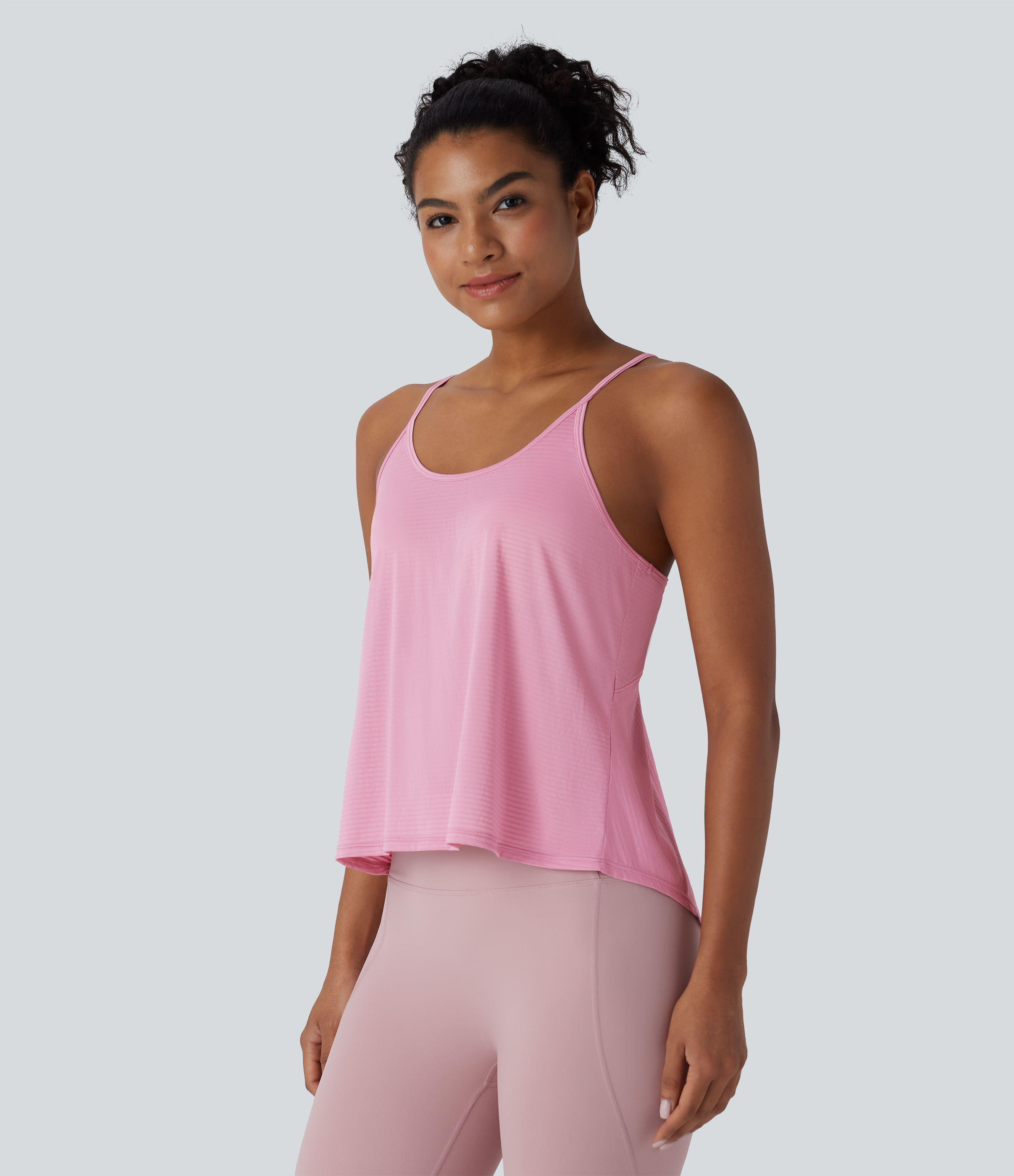 Halara Crisscross Backless Split Hem Yoga Cami Top Tank Top - Soft Berry - S golf tops halter top tunic tops sleeveless tops backless top 