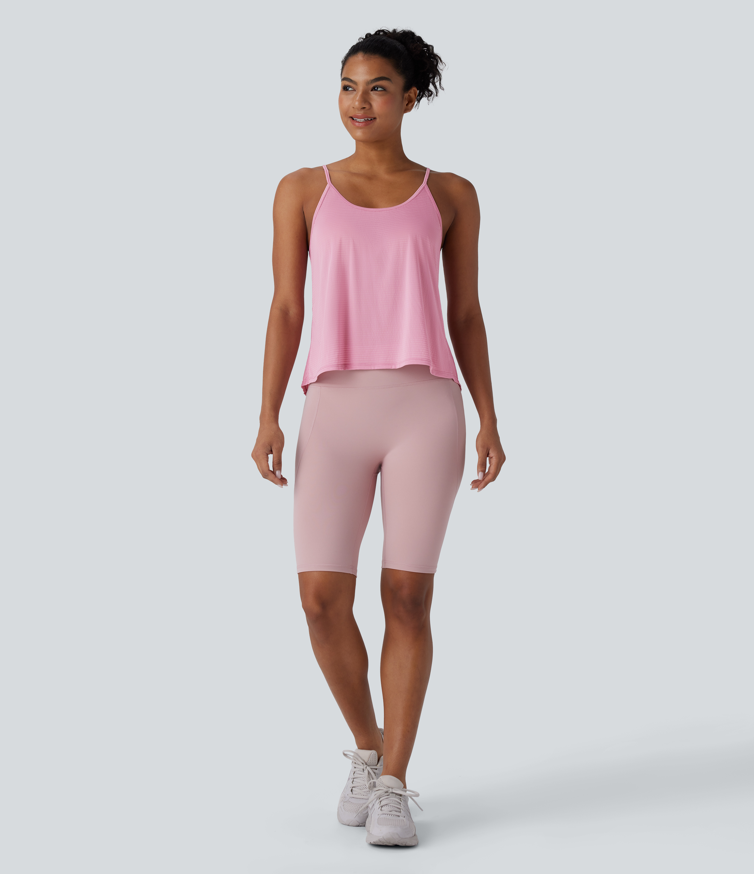 Halara Crisscross Backless Split Hem Yoga Cami Top Tank Top - Soft Berry - S golf tops halter top tunic tops sleeveless tops backless top 