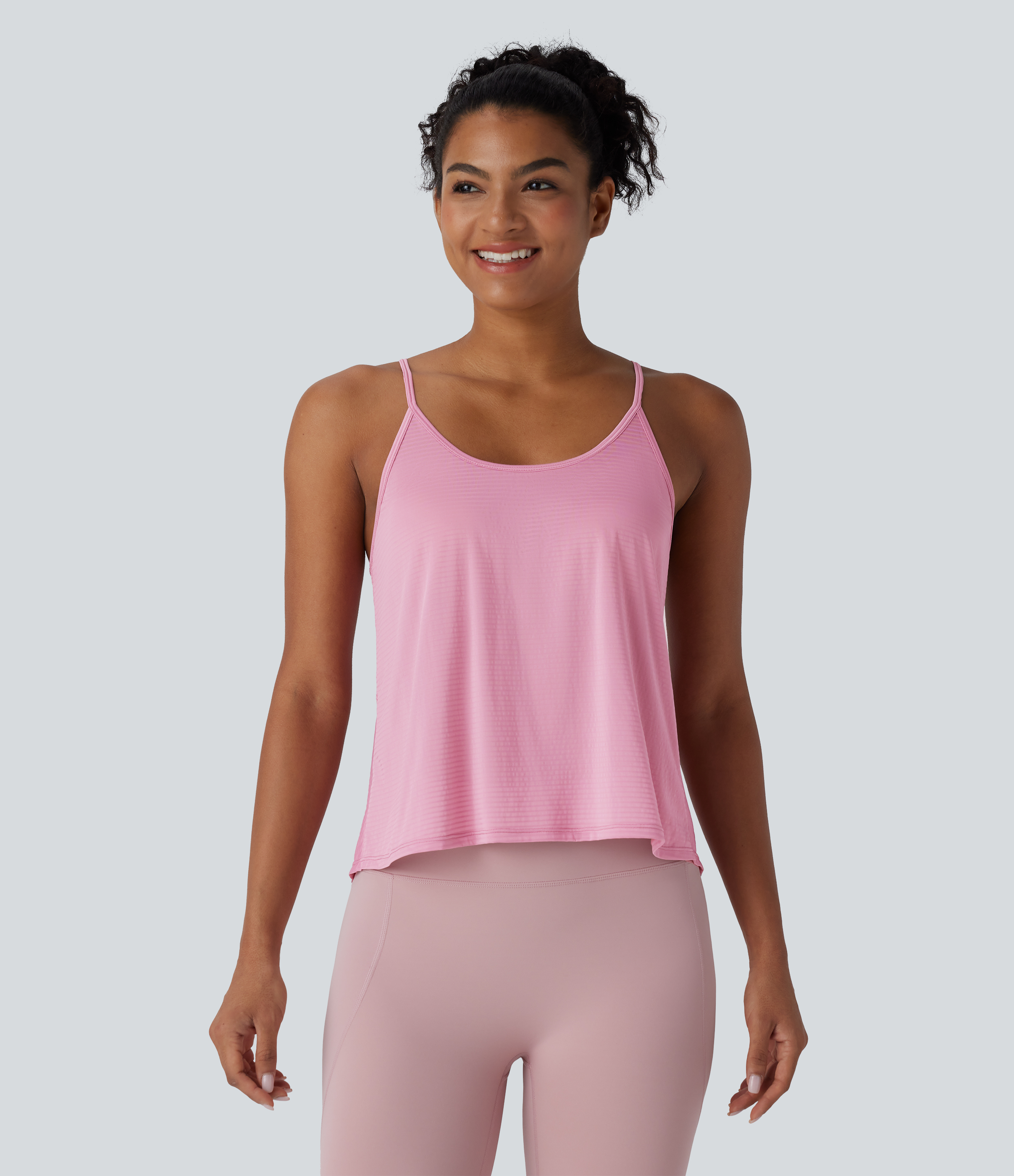 Halara Crisscross Backless Split Hem Yoga Cami Top Tank Top - Soft Berry - S golf tops halter top tunic tops sleeveless tops backless top 