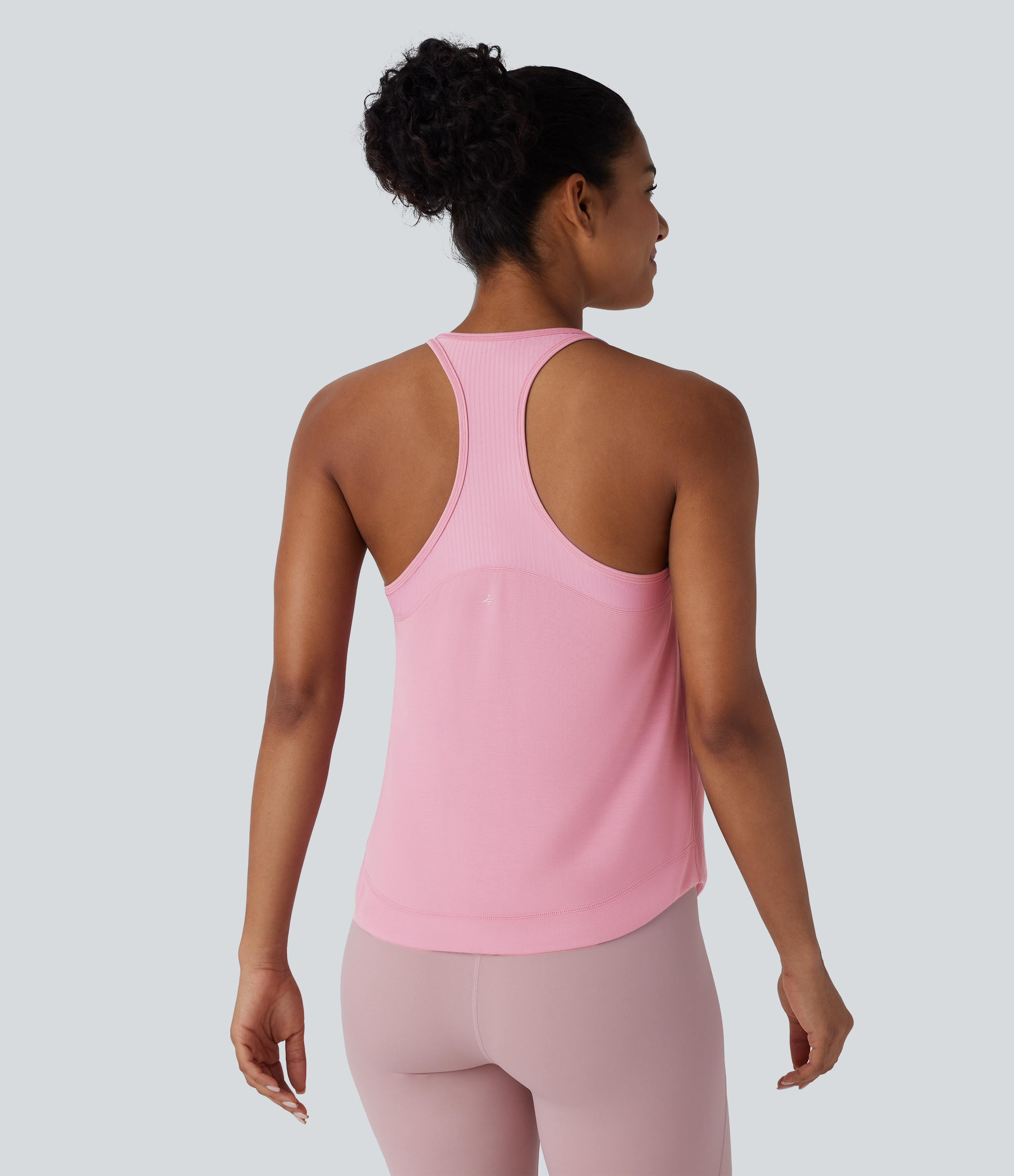 Soft Berry Racerback Curved Hem Stripe Quick Dry Running Tank Top / 2