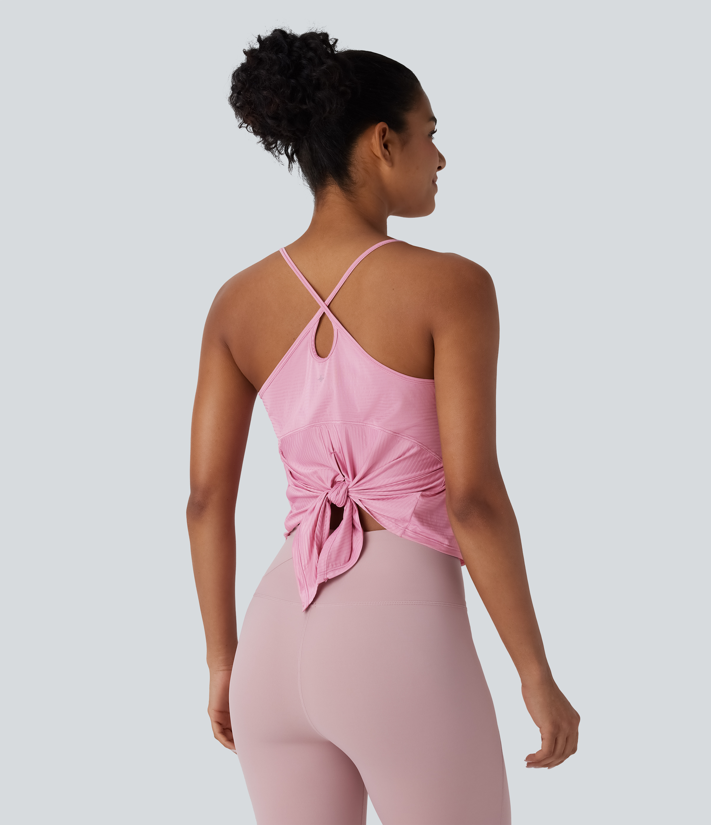 Halara Crisscross Backless Split Hem Yoga Cami Top Tank Top - Soft Berry - S golf tops halter top tunic tops sleeveless tops backless top 