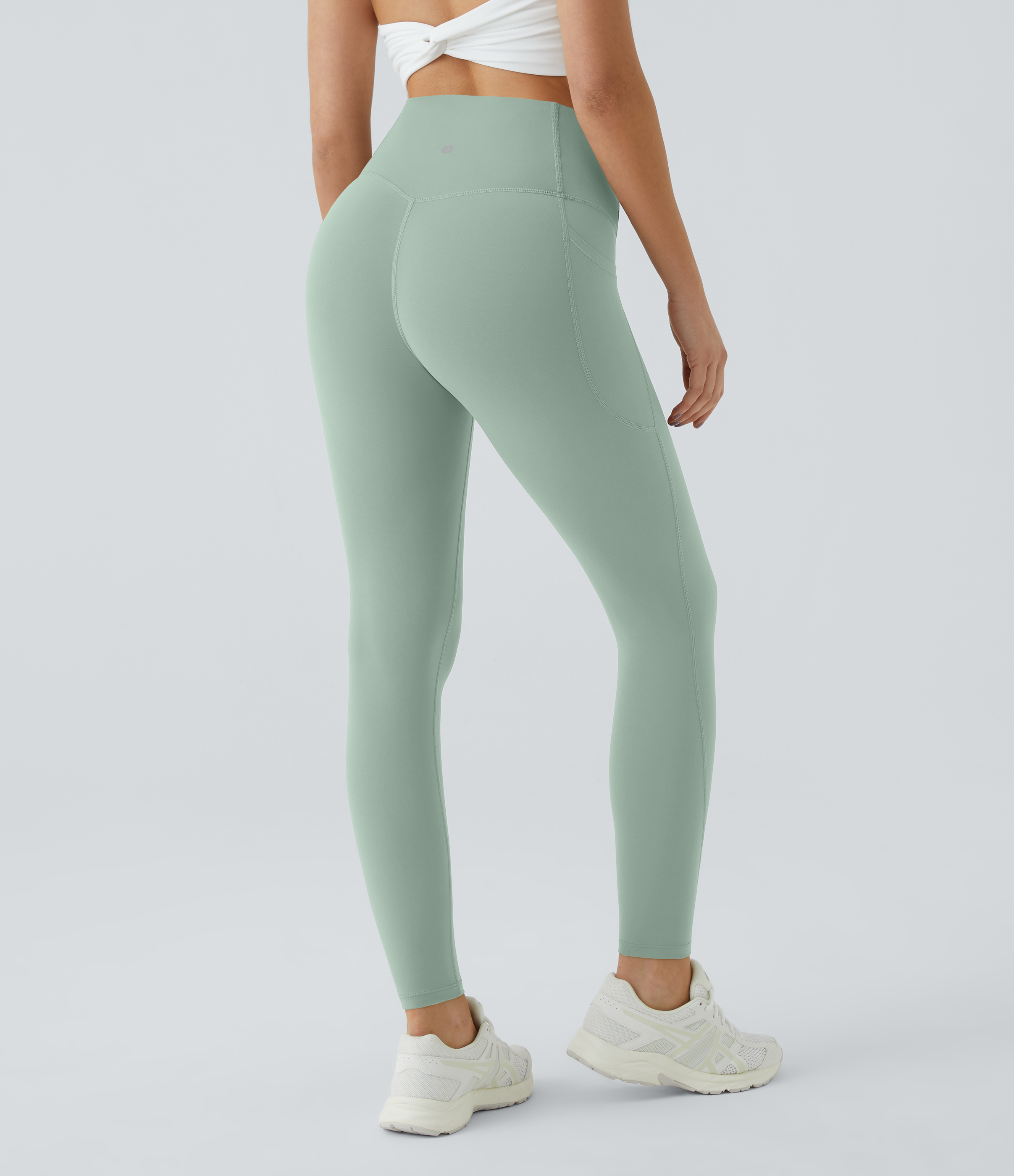 Halara SoCinched High Waisted Tummy Control Side Pocket Shaping Training UltraSculpt Leggings  - Iceberg Green - XL(7/8) gym leggings 