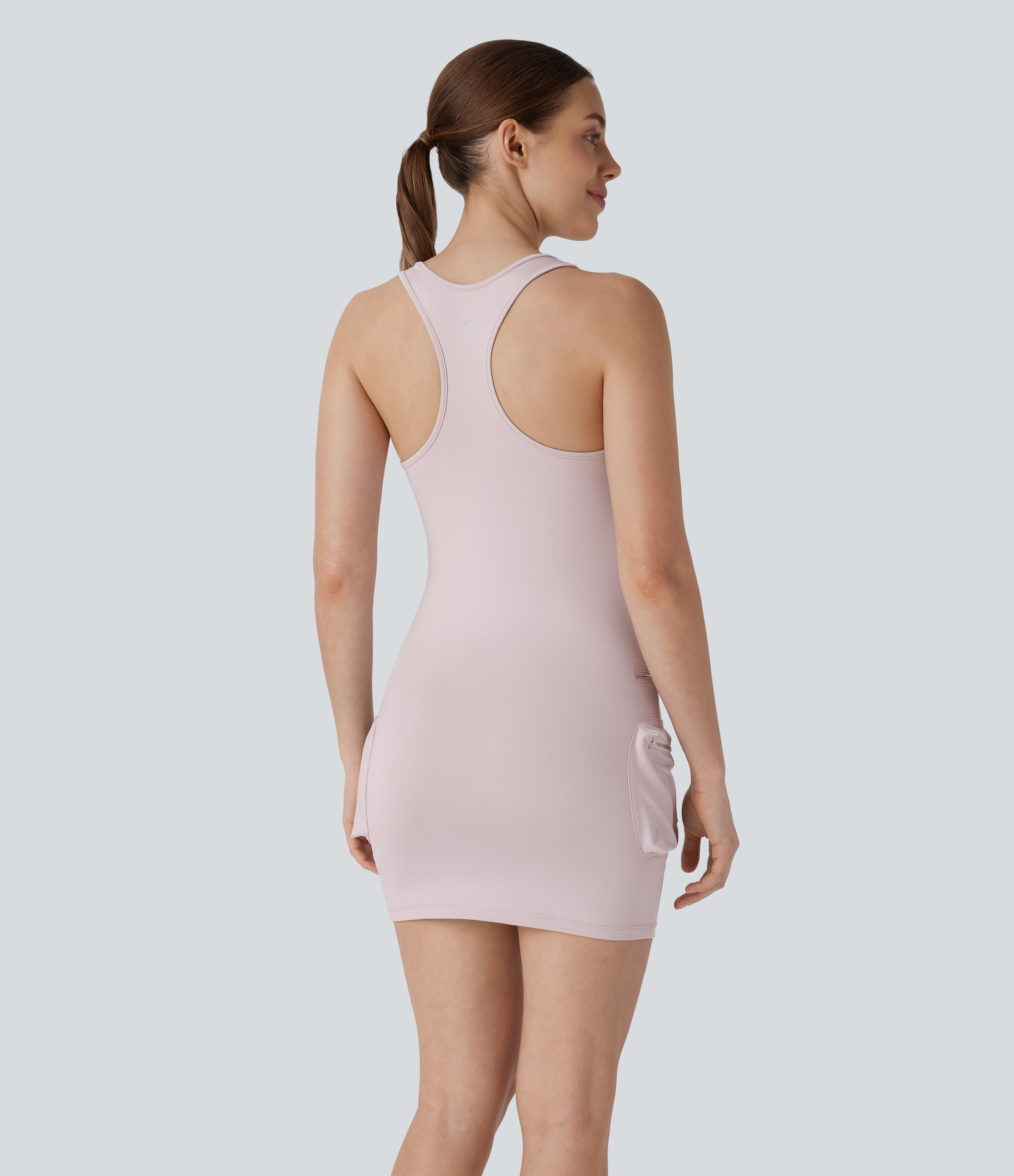 Ashes of Roses Vestido mini deportivo de 2 piezas para baile ajustado con bolsillos, cremallera y espalda cruzada / 2