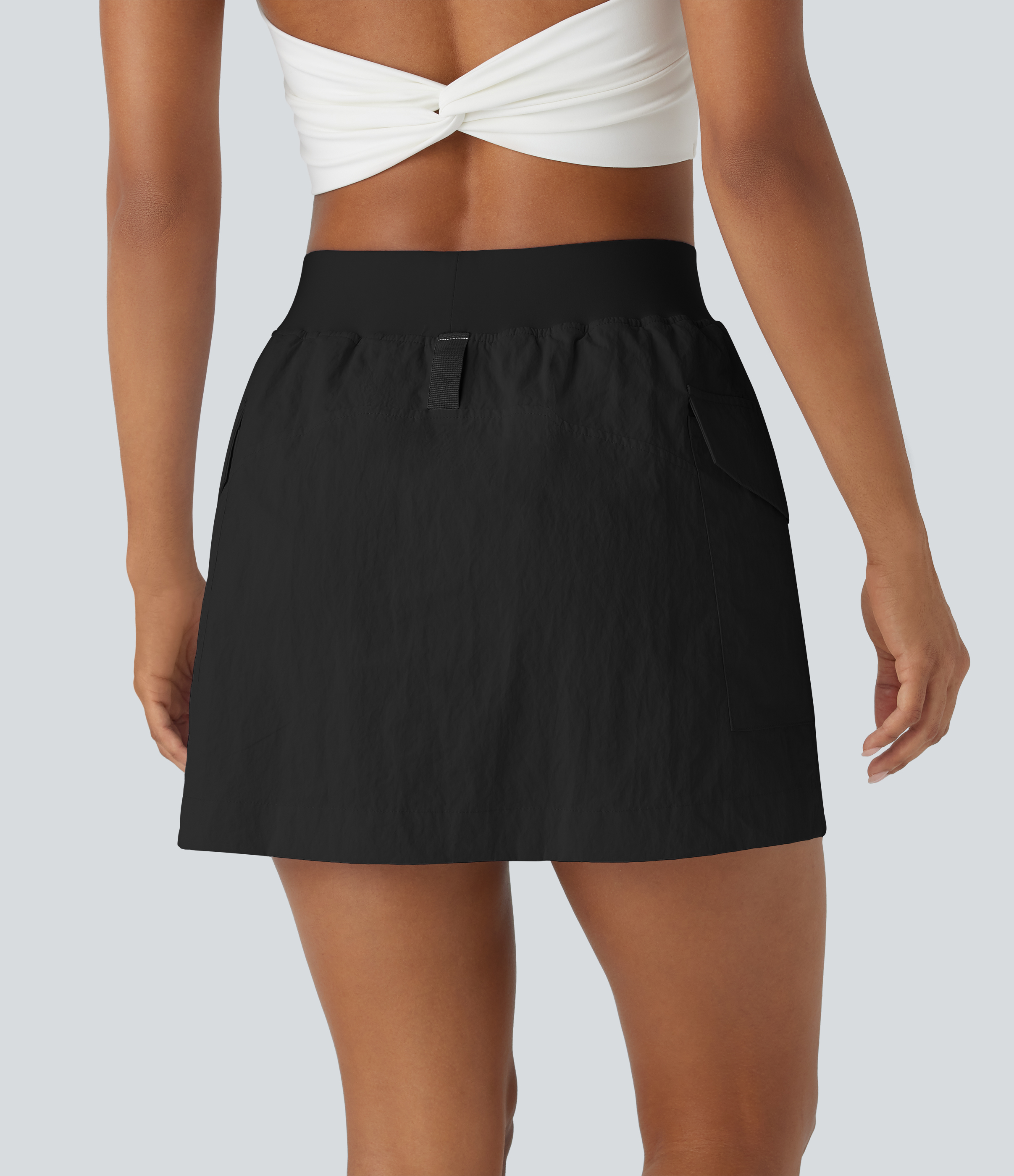 Halara Water Repellent High Waisted Side Pocket 2-in-1 Mini Hiking Skirt-UPF50+  - Black - L(regular) midi skirt a line skirt golfing skirt 