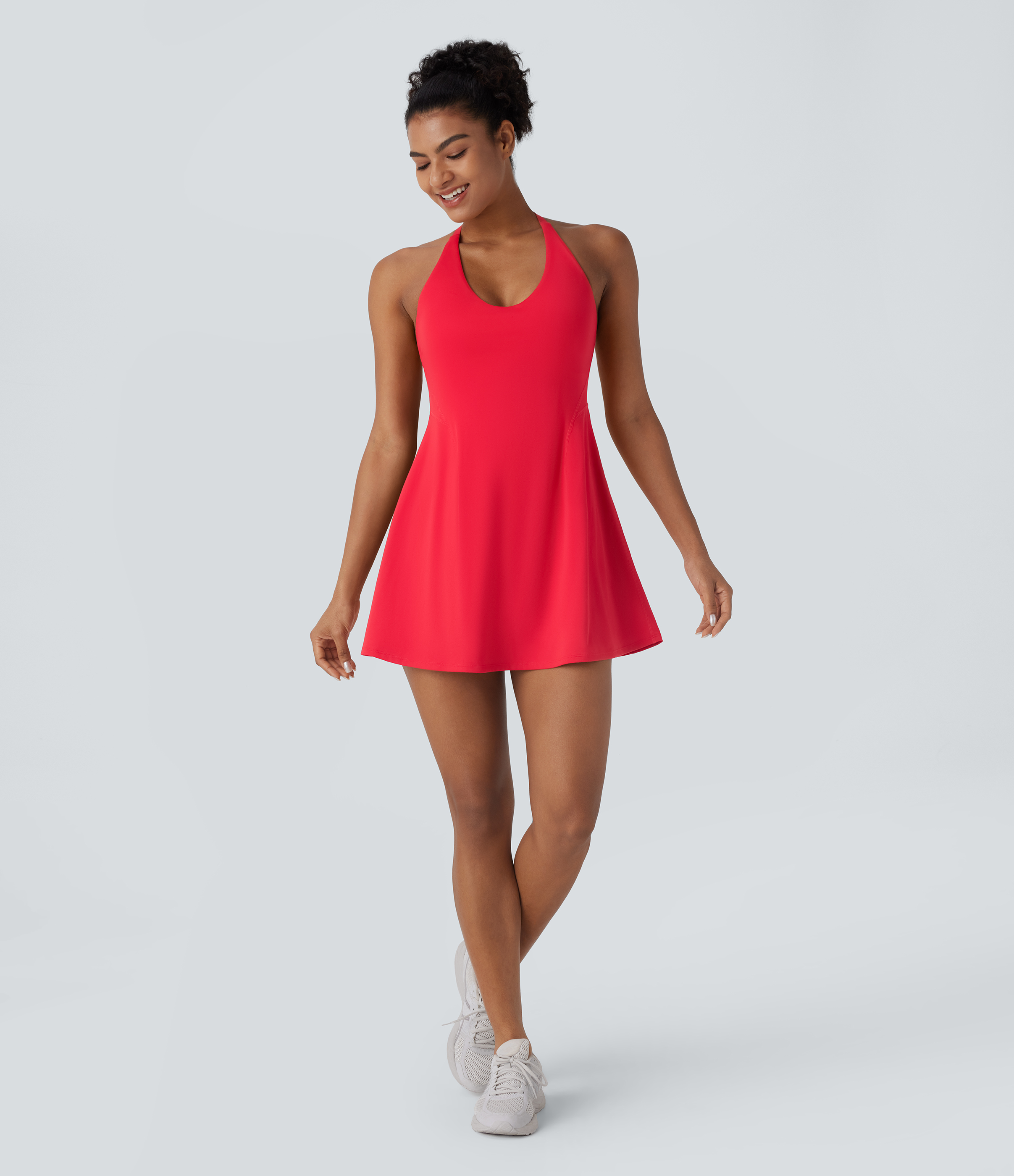 Halara Softlyzeroв„ў Plush Molded Cups Adjustable Strap Backless Dance Active Dress-Easy Peezy Edition Workout Dress - Mars Red - L 