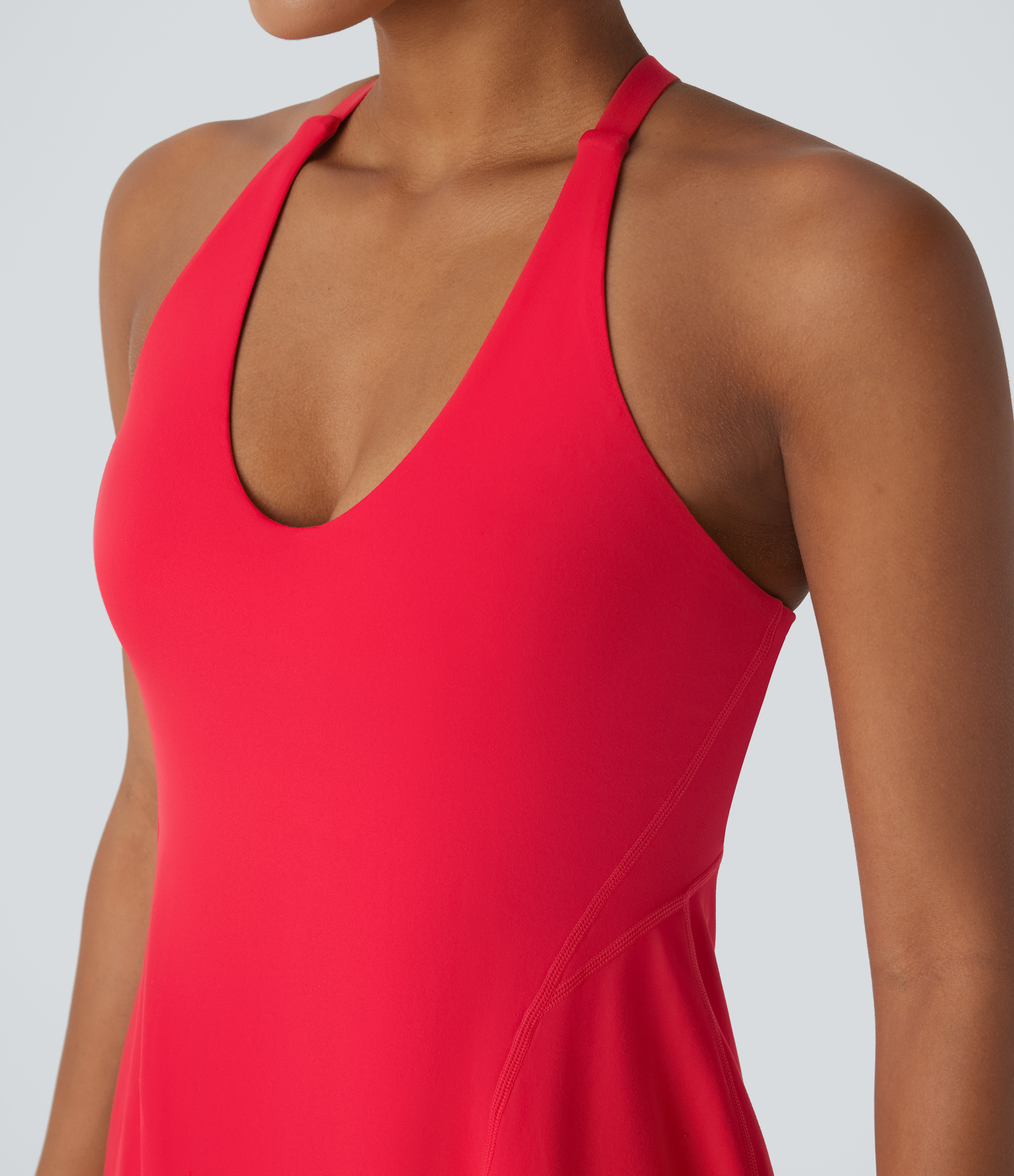 Halara Softlyzeroв„ў Plush Molded Cups Adjustable Strap Backless Dance Active Dress-Easy Peezy Edition Workout Dress - Mars Red - L 