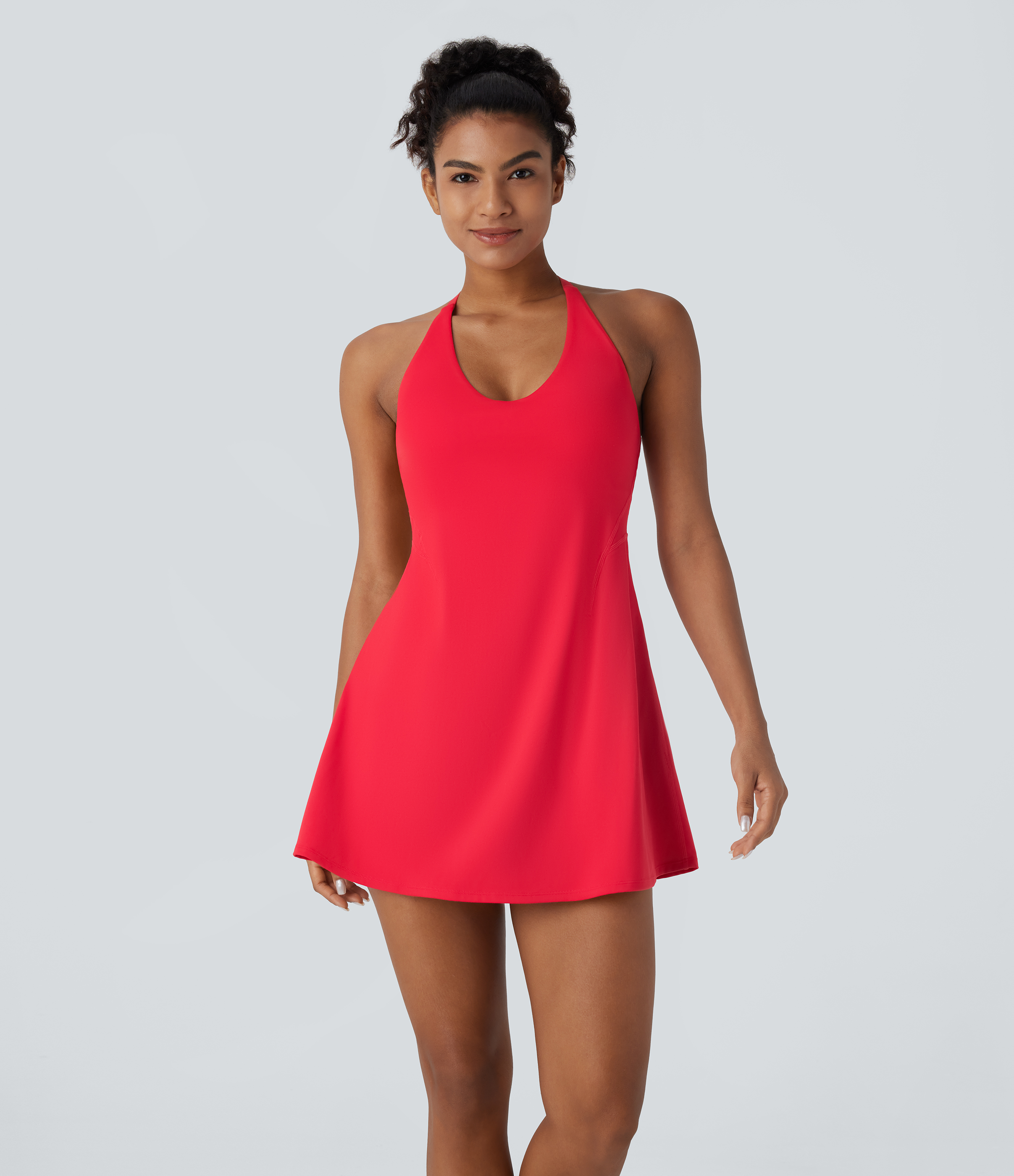 Halara Softlyzeroв„ў Plush Molded Cups Adjustable Strap Backless Dance Active Dress-Easy Peezy Edition Workout Dress - Mars Red - L 