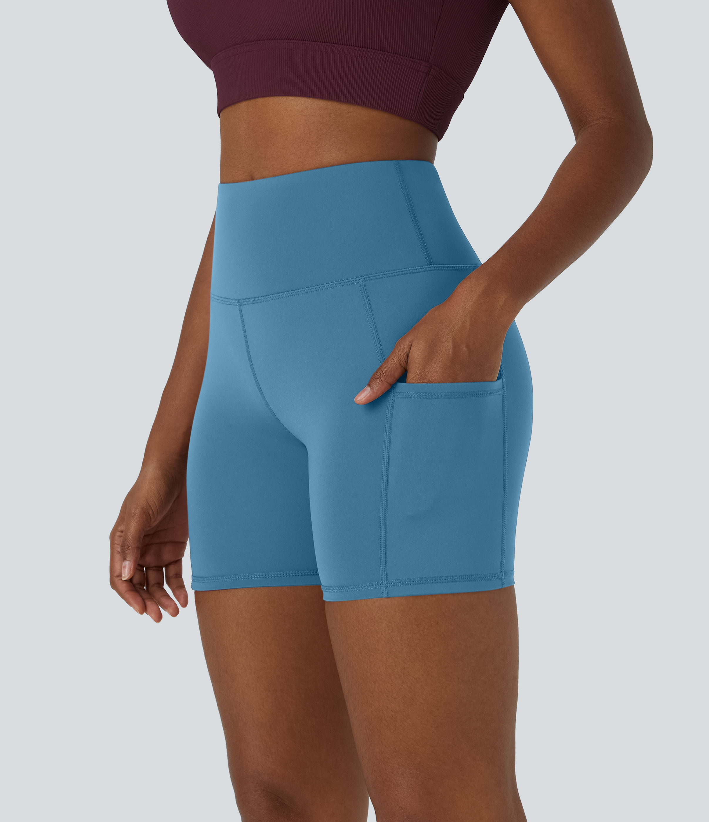 Patitoff® Pet Hair Resistant High-Waisted Biker Shorts with Side Pockets, 5"