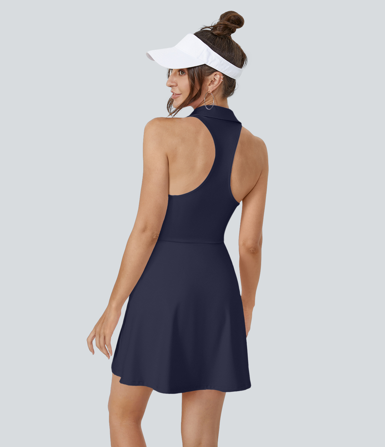 Peacoat Vestido golf 2 piezas cuello V profundo espalda cruzada tacto fresco bolsillo camiseta-UPF50+ / 2