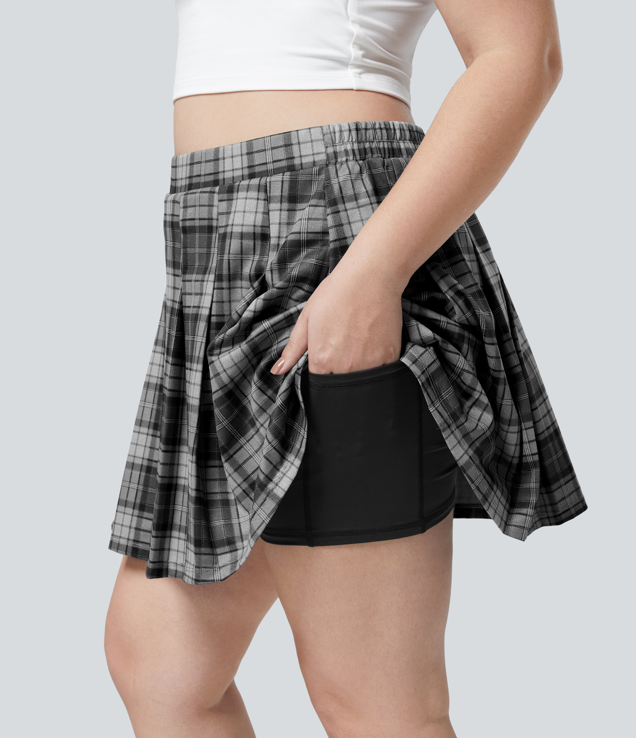 Plaid Skirt Plus Size Black And White Striped Mini Skirt Women's