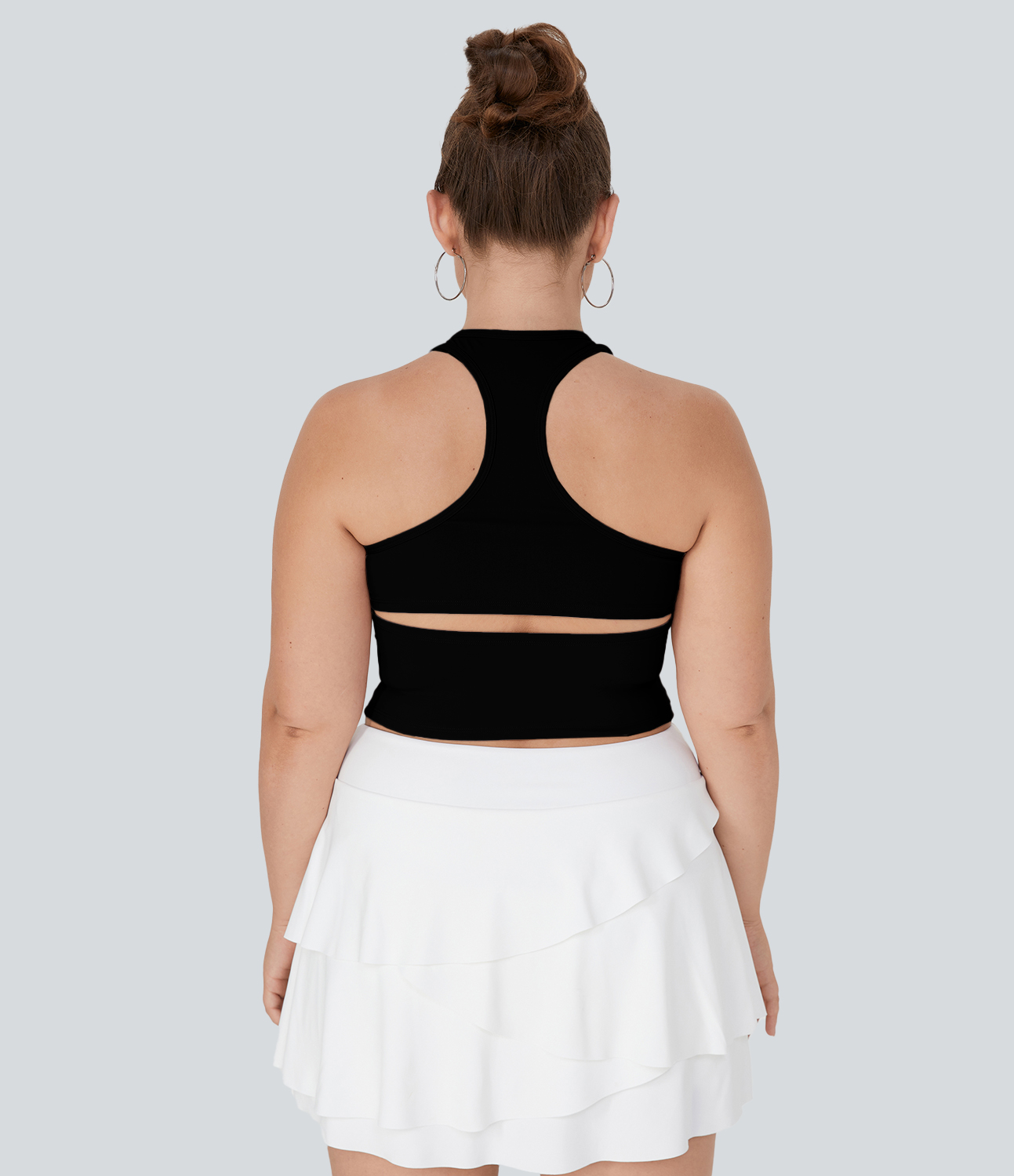 Black Softlyzero™ Plush Tank Top sin mangas yoga talla plus cut out espalda cruzada cuello en U / 2