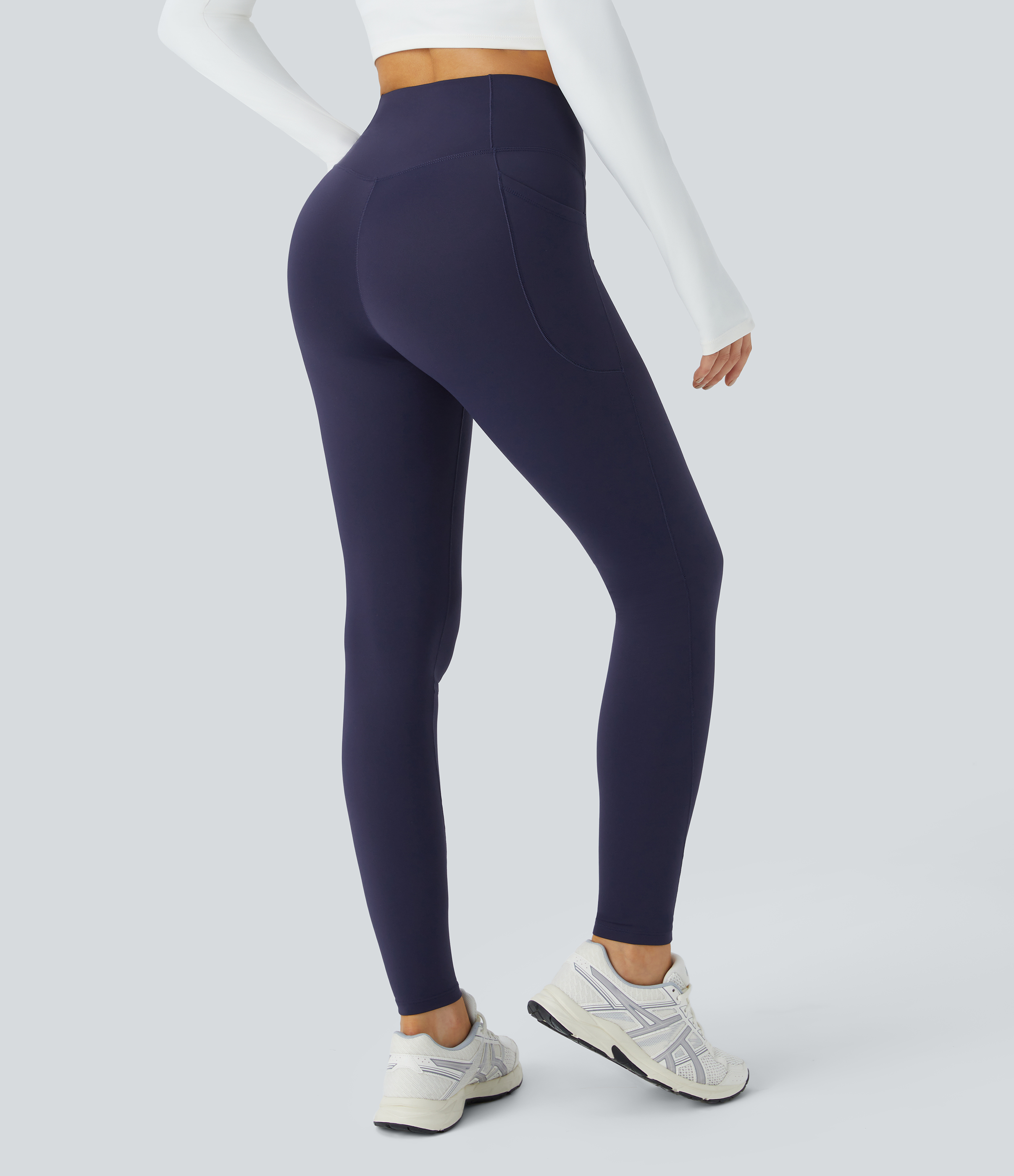 Patitoff® Pet Hair Resistant Thermal Crossover Side Pocket Casual Leggings