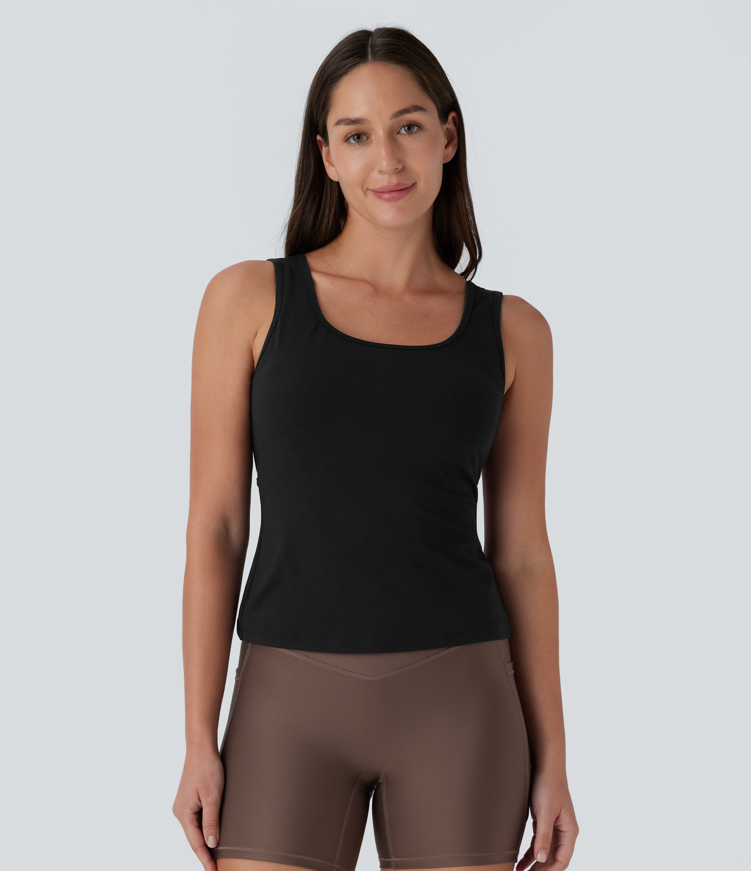 Negro Camiseta yoga cruzada cuello U sin espalda - más largo / 2