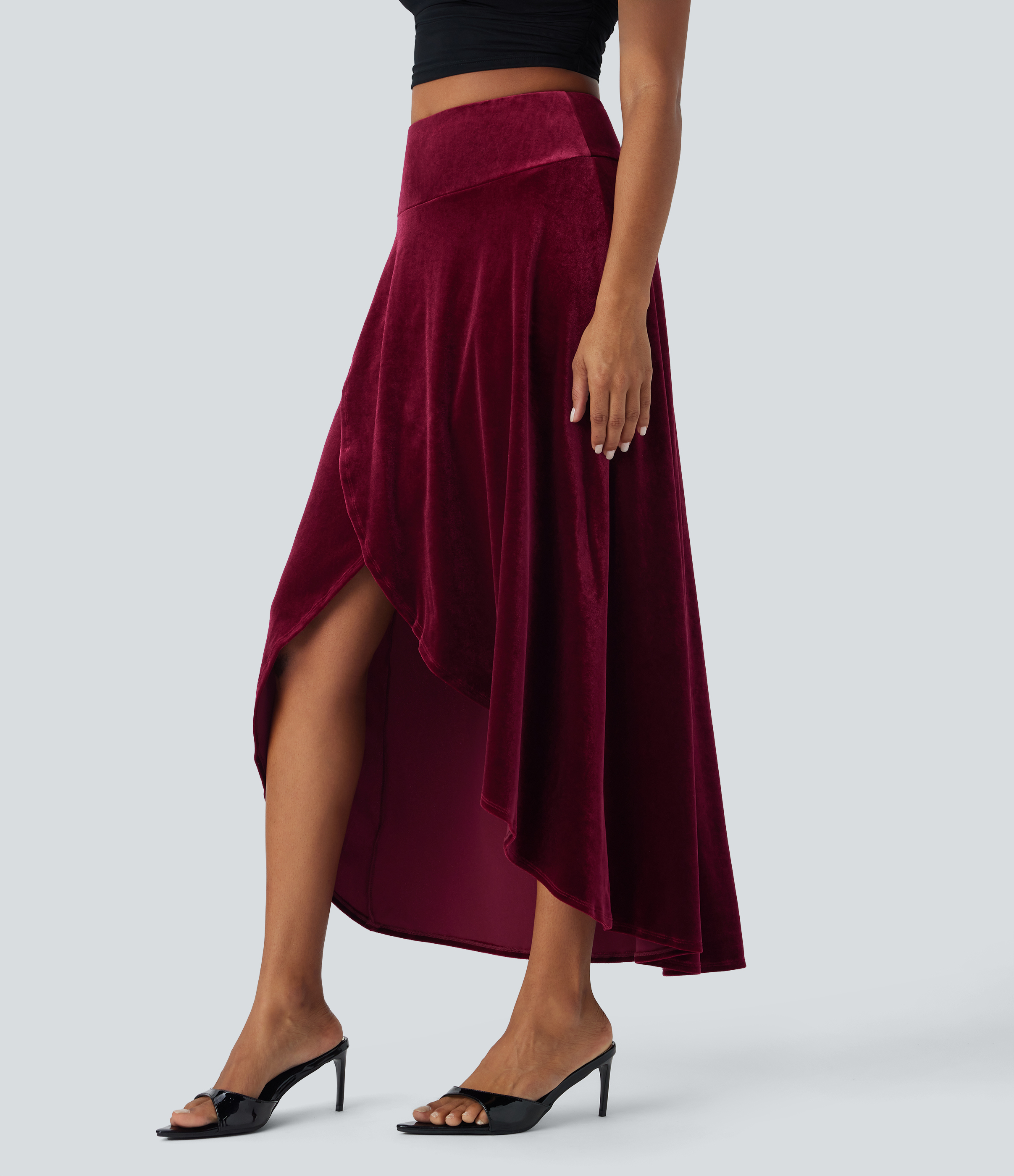 【Anyone more】Dia Velvet Long Skirt Velvet Maxi Skirt - High Waisted Skirt - Velvet Clothing
