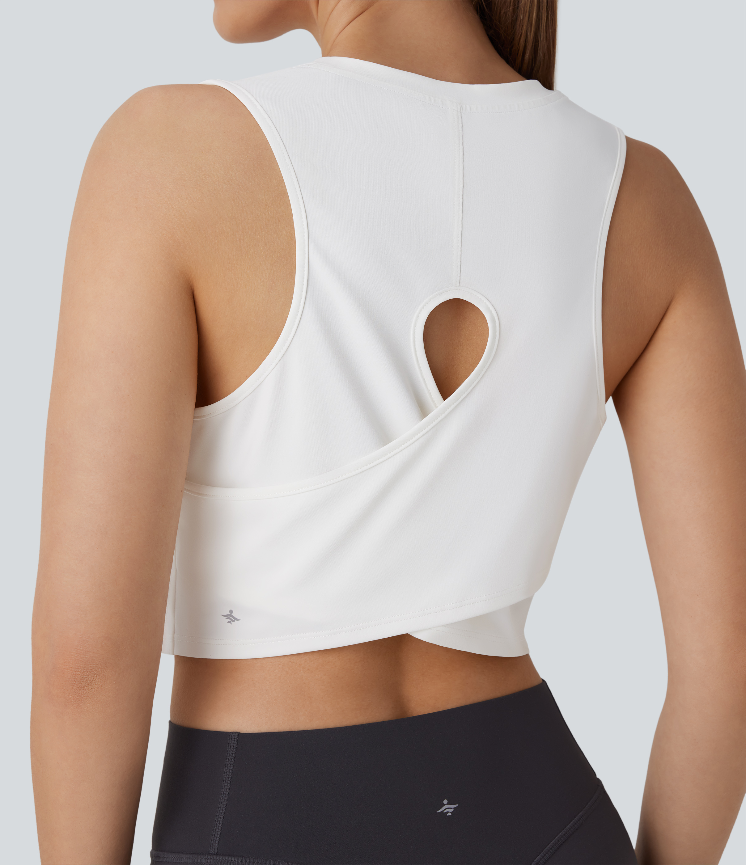 Top yoga corto liso dobladillo cruzado abertura