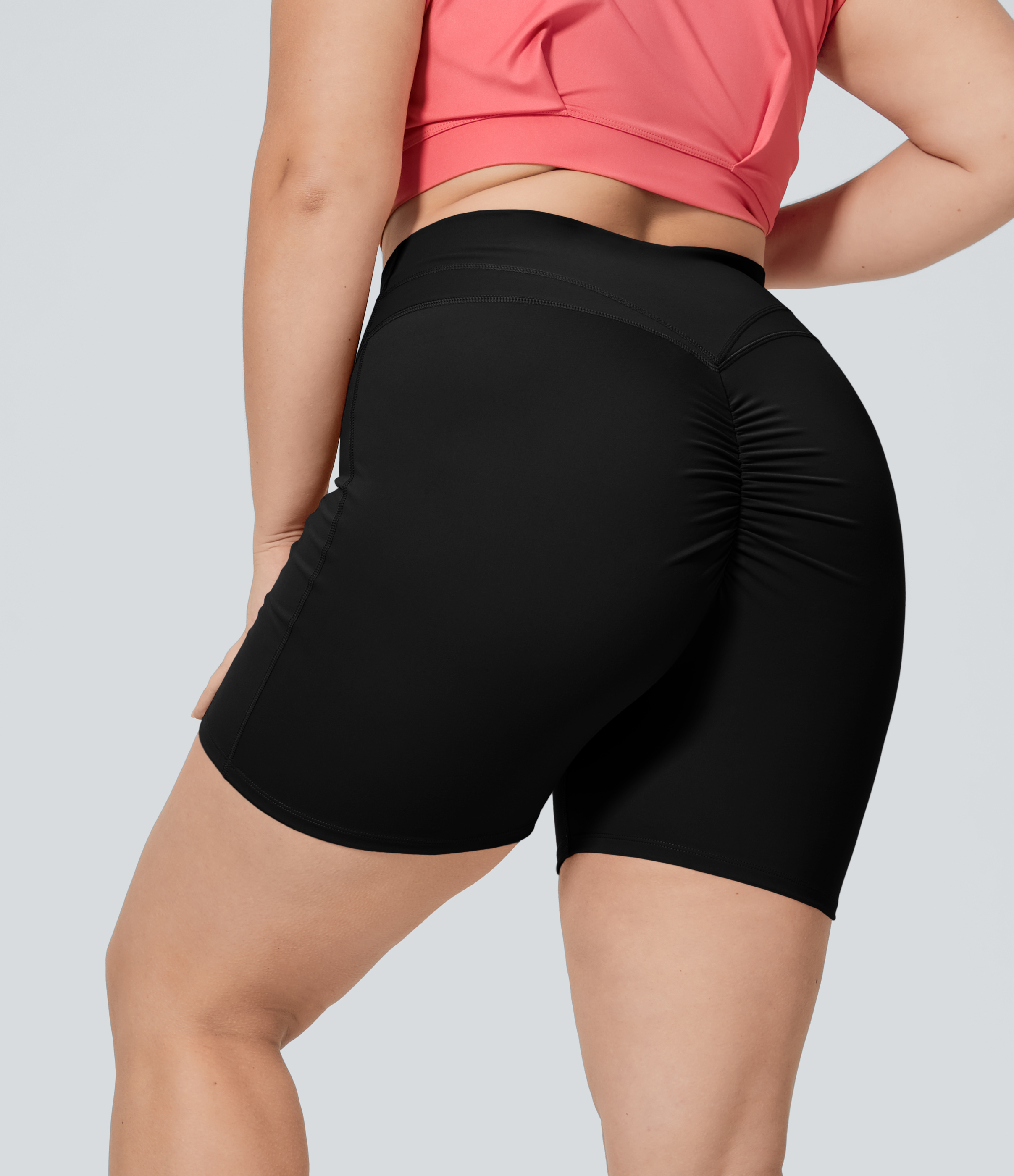 Pantalón corto Softlyzero™ Plush yoga talla grande fruncido cruzado tiro alto 12.5cm