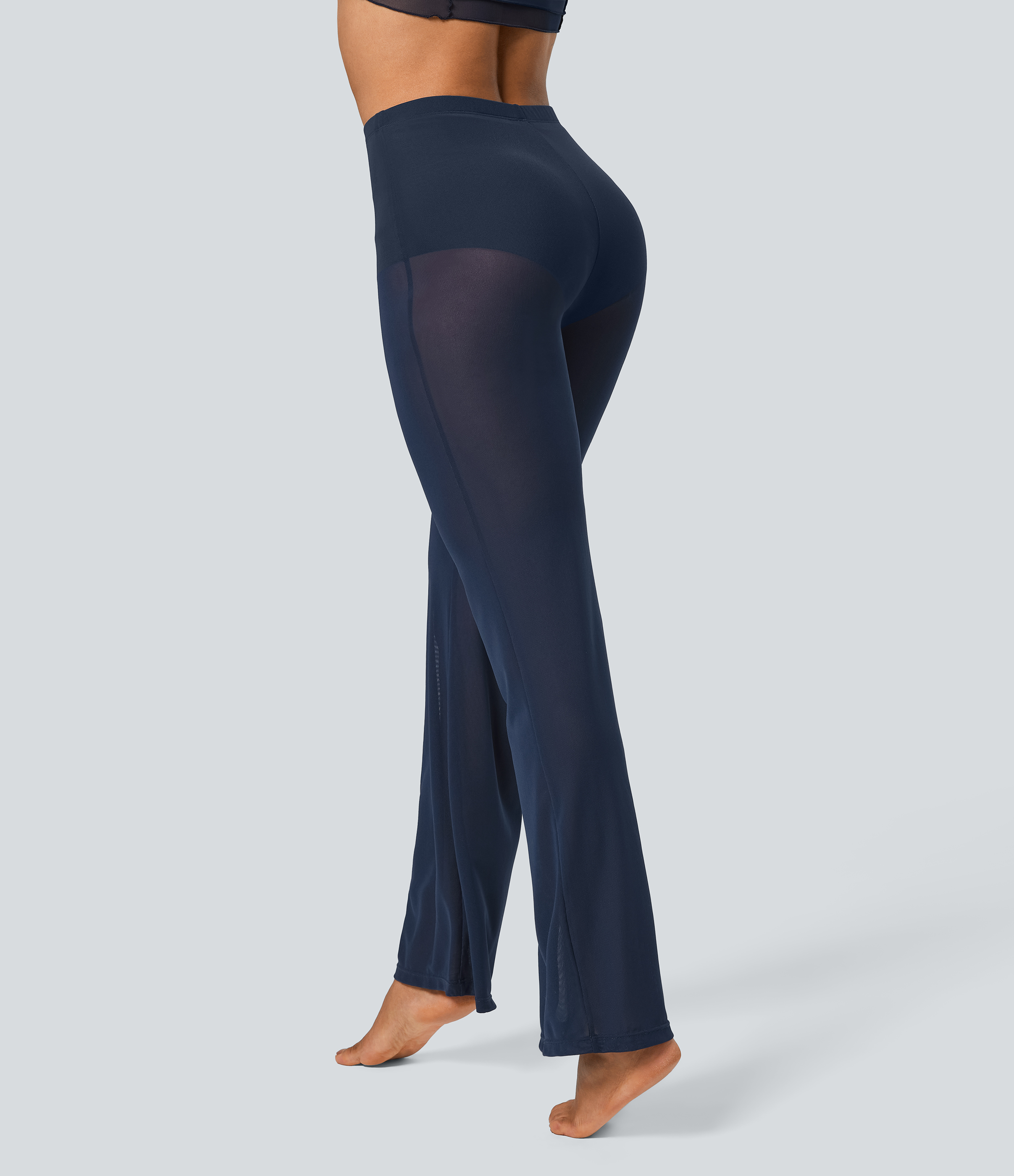 Mood Indigo ハイウエスト 2イン1 シースルーメッシュ ダンスフレアパンツ / 1