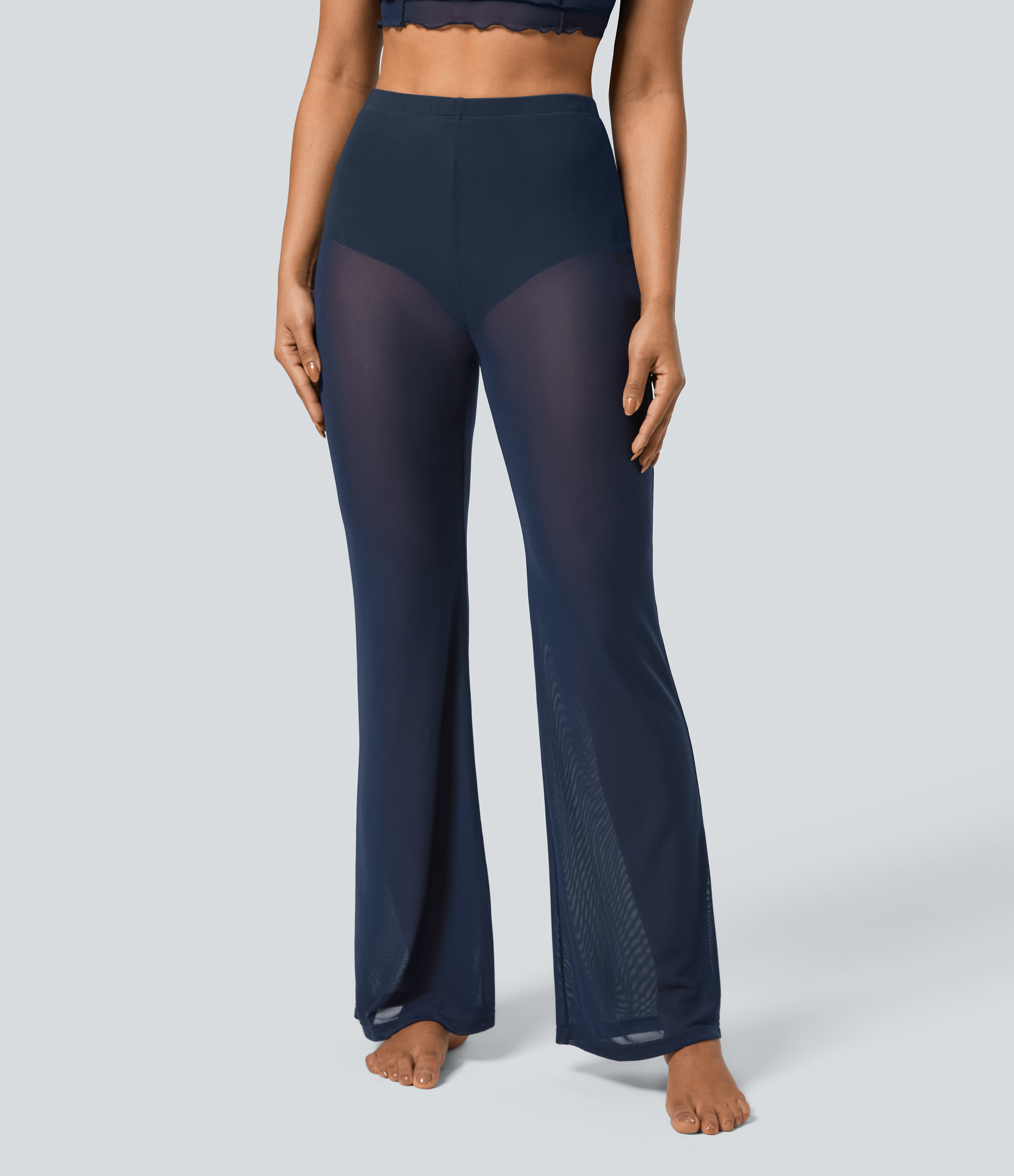 Mood Indigo ハイウエスト 2イン1 シースルーメッシュ ダンスフレアパンツ / 2
