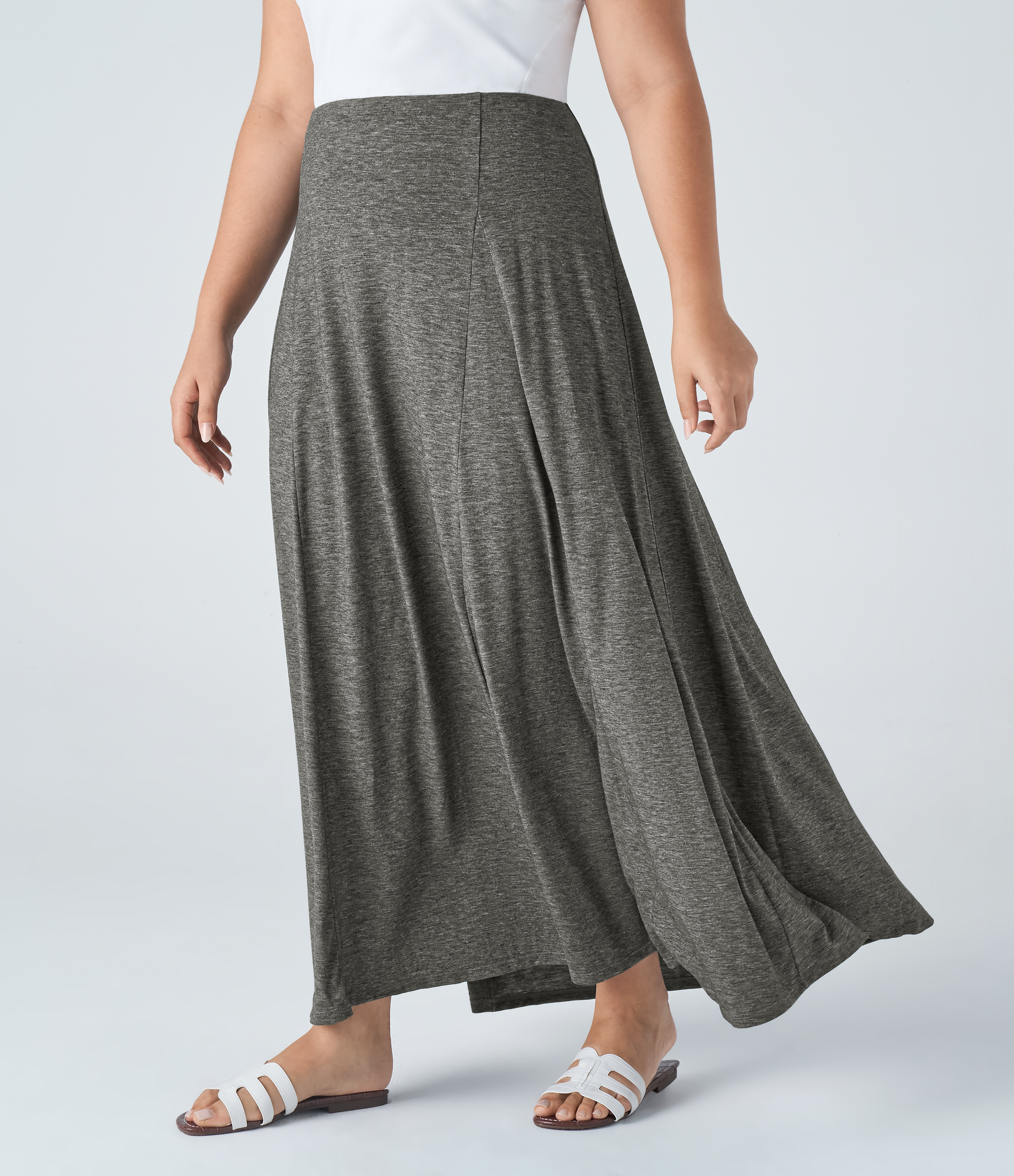 Women's High Waisted Side Zipper Maxi Flare Casual Plus Size