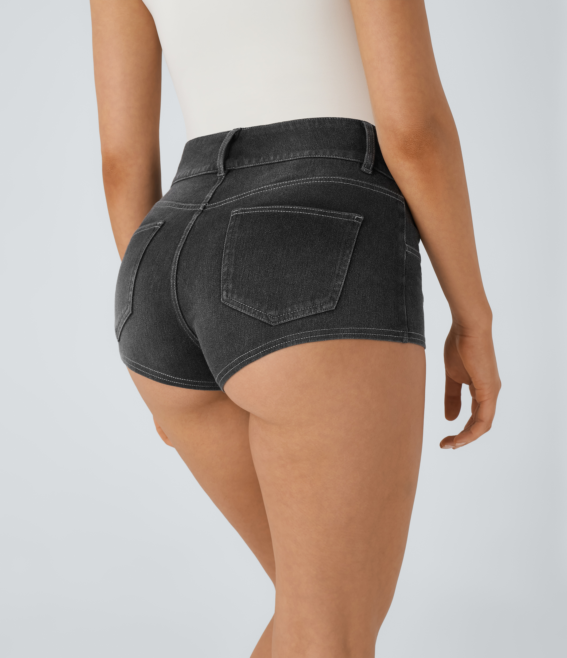 Carbon Paint Denim Pantalón corto Halara Flex™ Denim elástico bolsillo lateral trasero tiro medio / 2