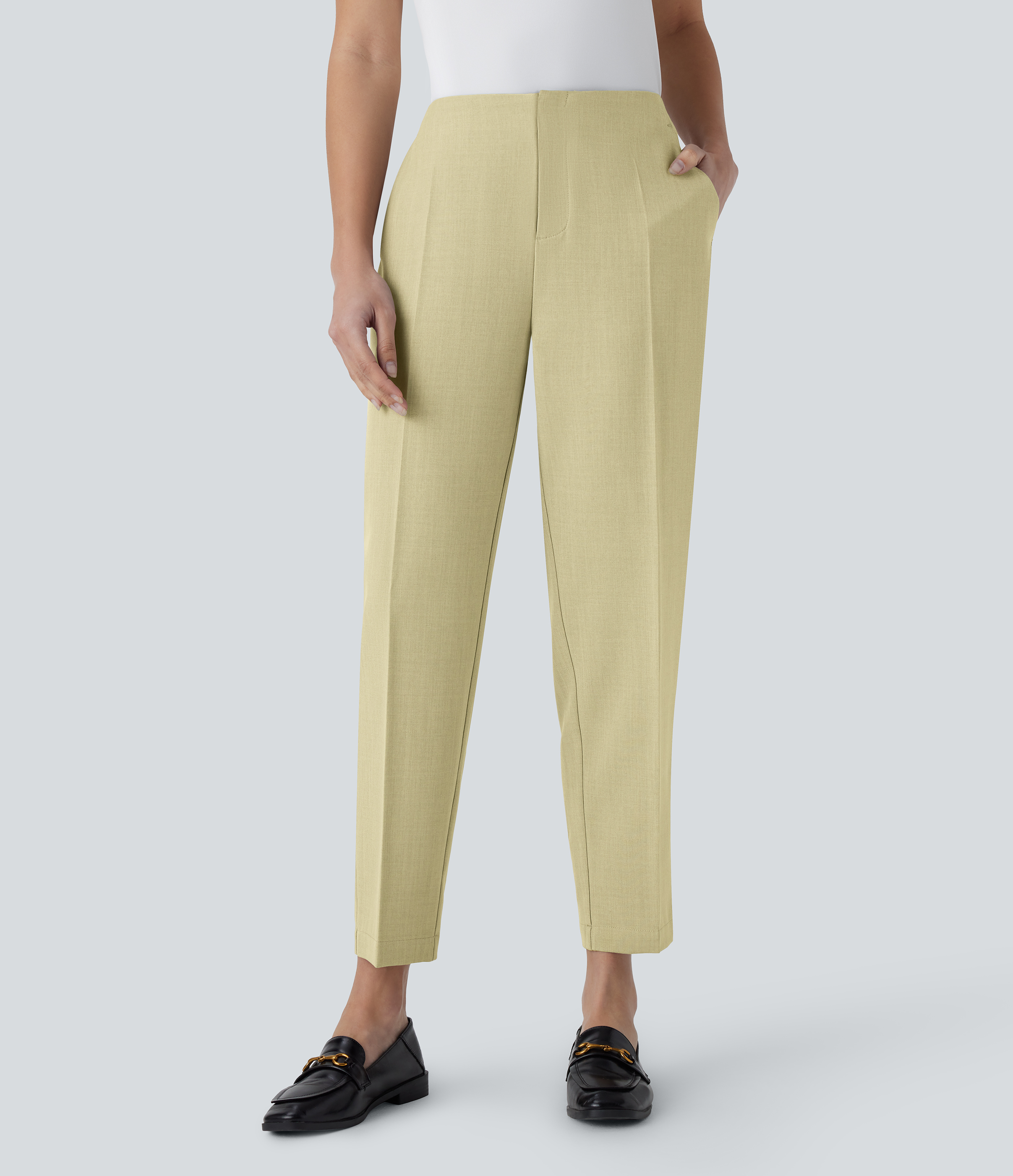 Mid Rise Pocket Casual Tapered Pants