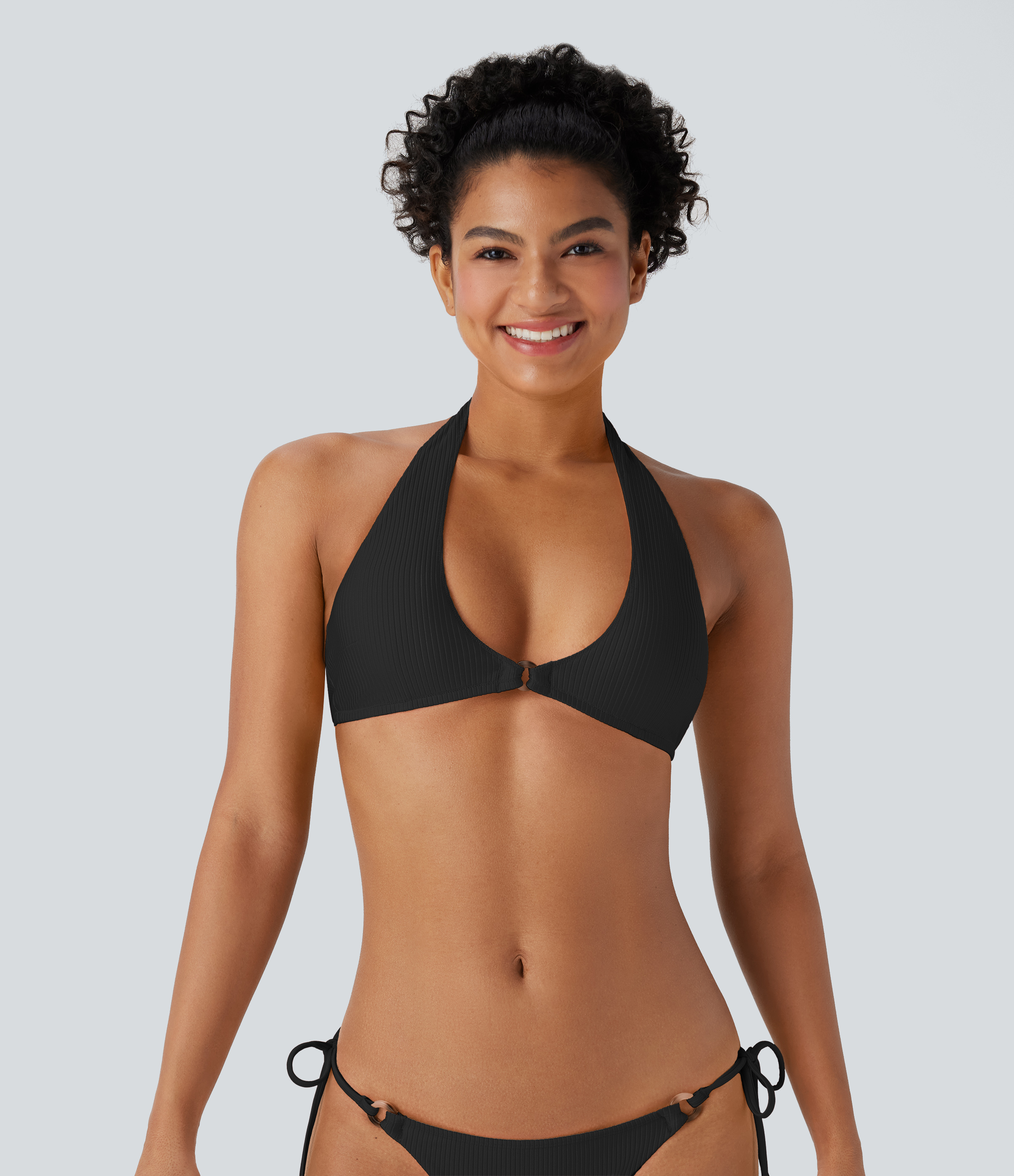 Ribbed Halter Bikini Top Swimsuit