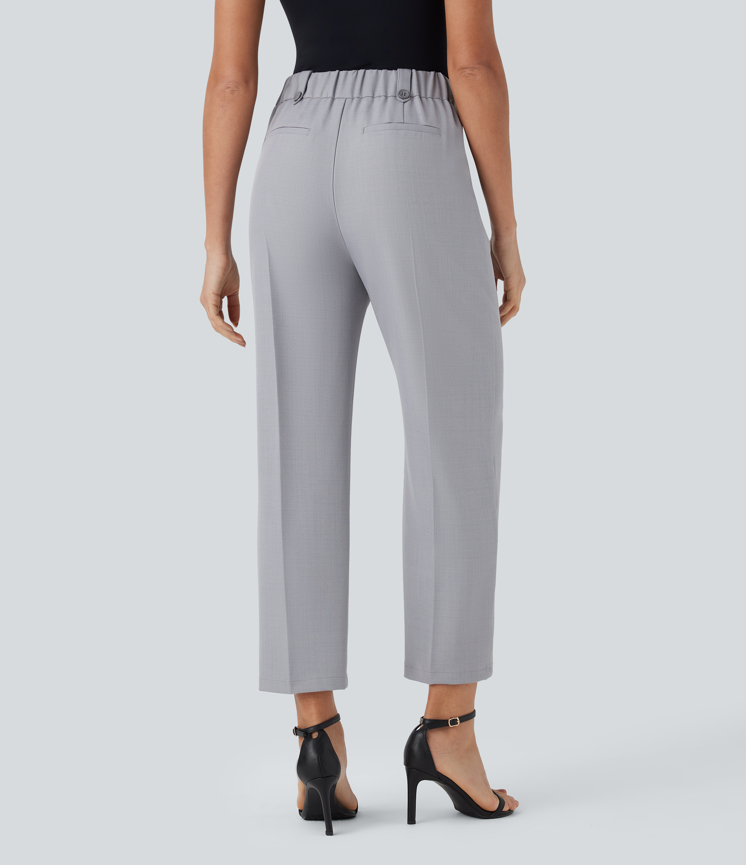 Pearl Blue Mittelhoch geschnittene Straight-Leg-Knöchellange Arbeitshose mit Tasche / 2