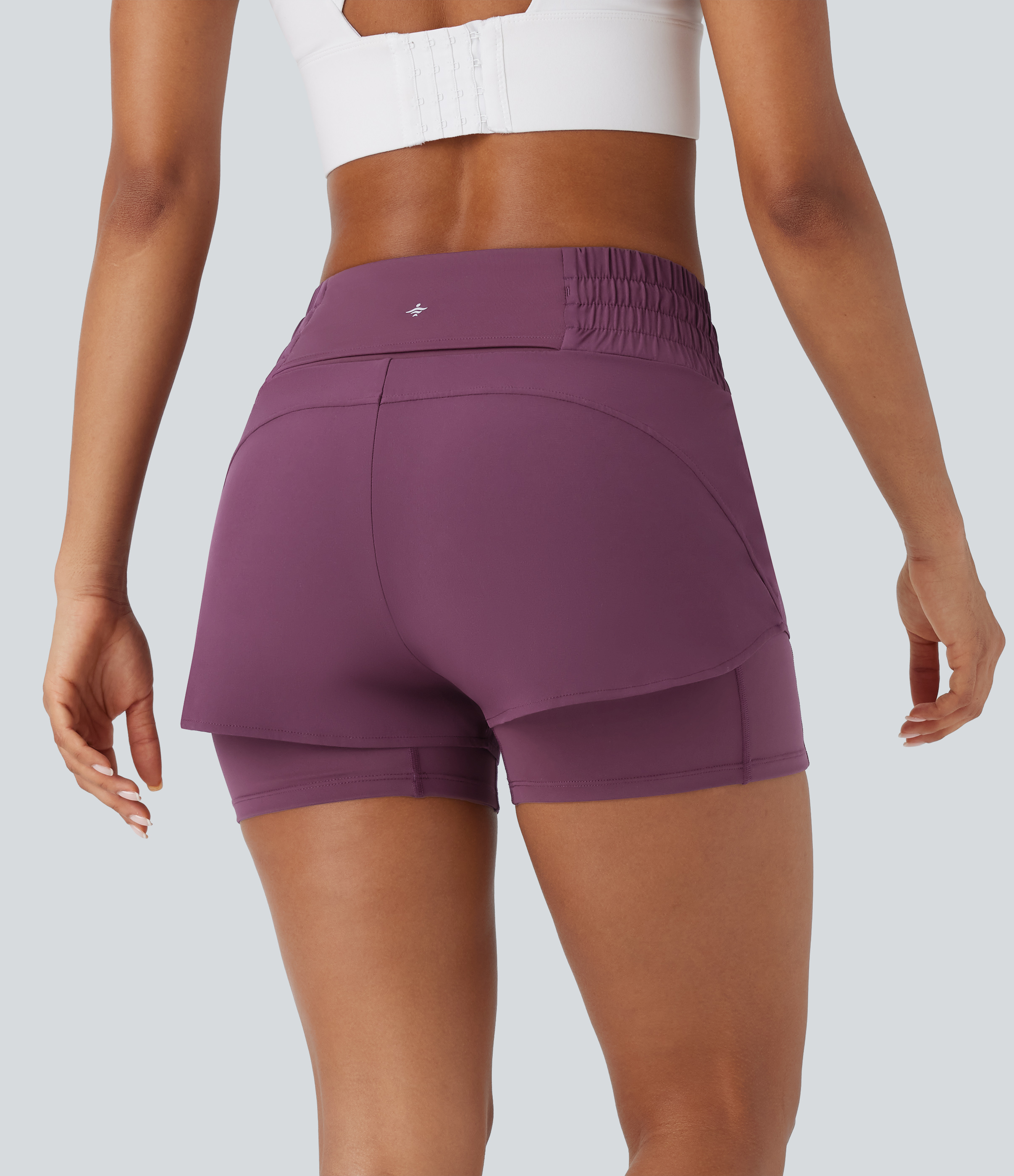Amaranth Breezeful™ Mid Rise Kordelzug Taschen 2-in-1 Gebogener Saum Schnell Trocknende Laufshorts / 2
