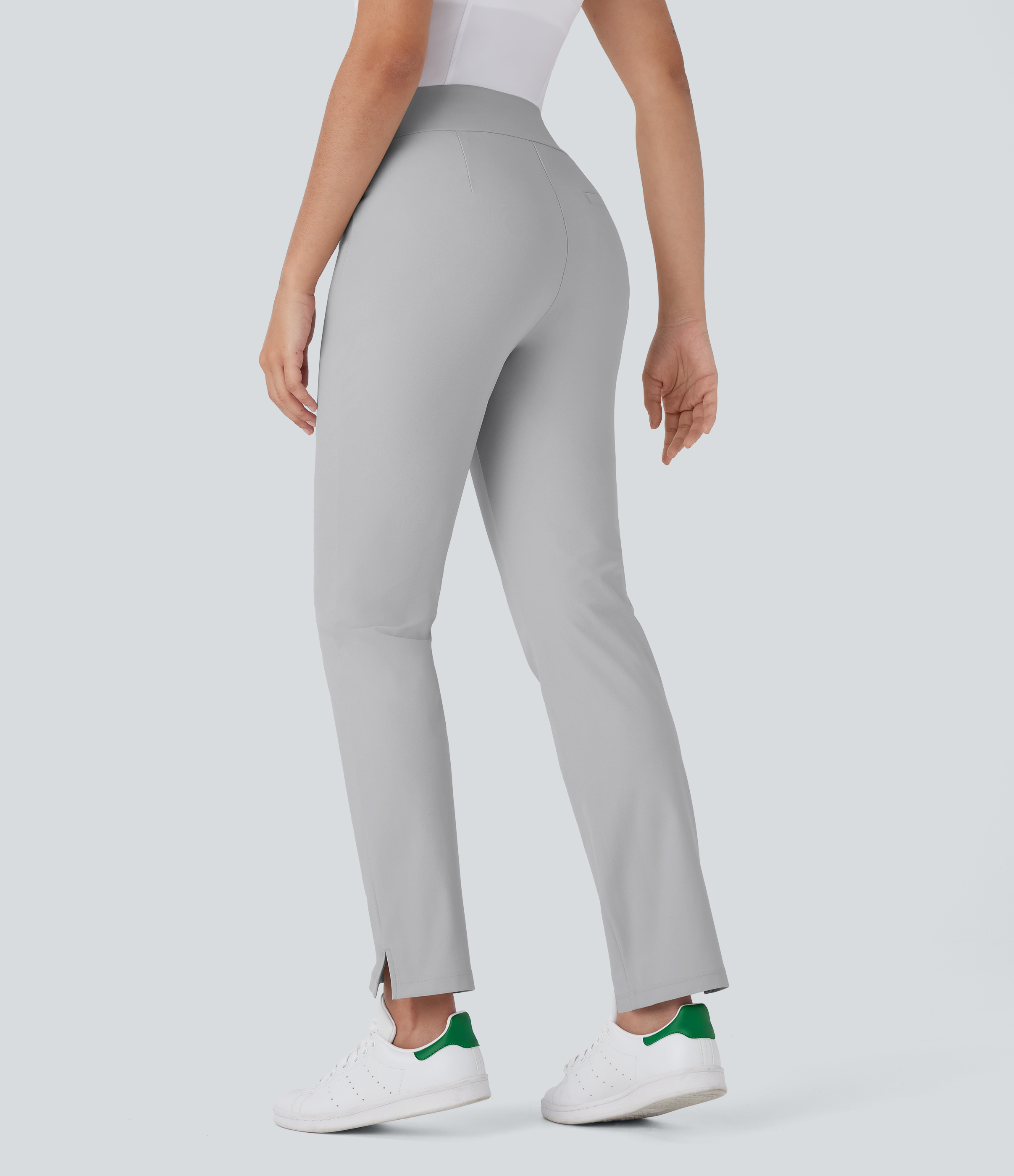 Quiet Gray Pantalones de golf UPF 40+ de tiro medio en corte cónico con bolsillos y aberturas, secado rápido y bolsillo especial para tee de golf / 2