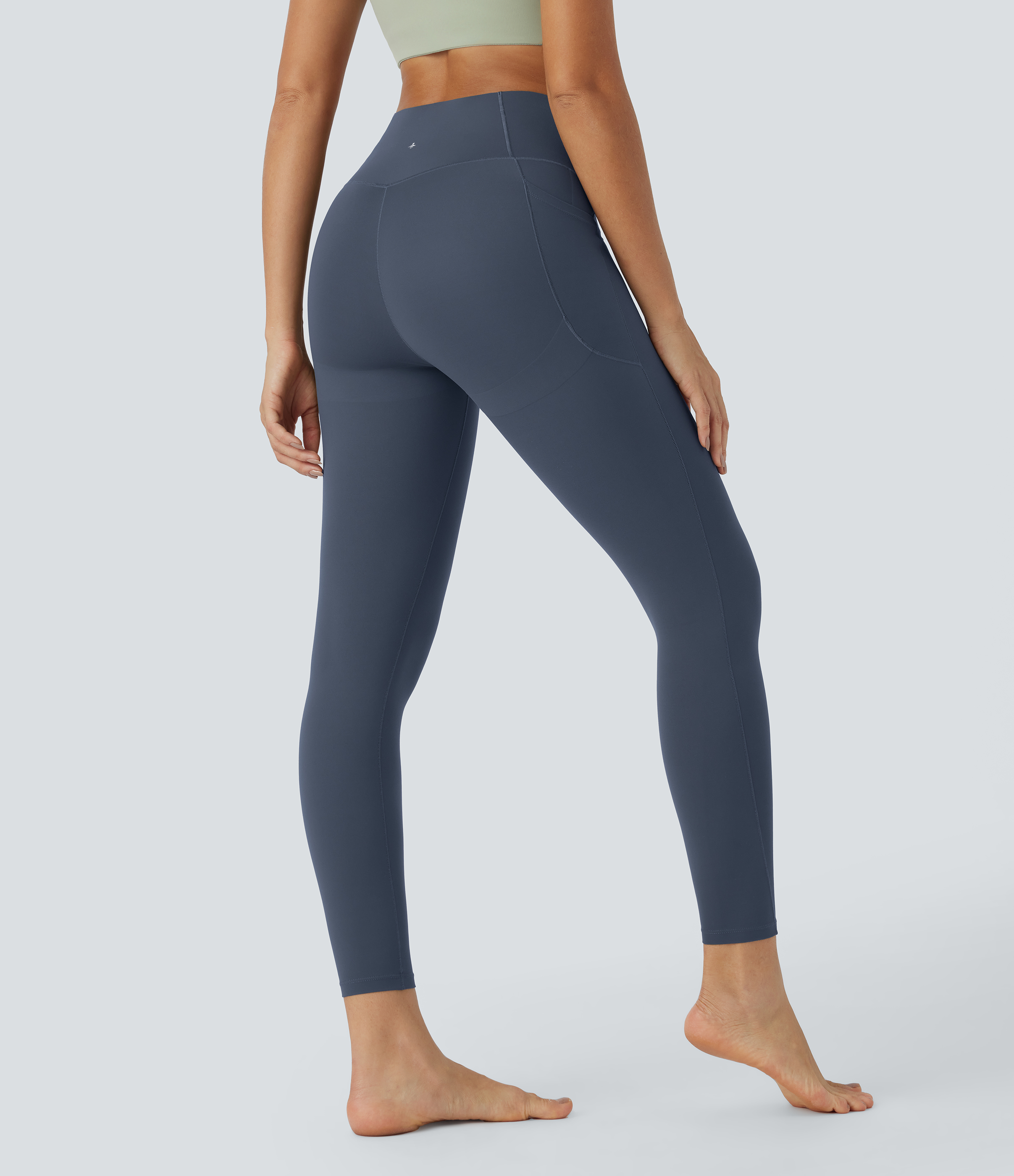 Carbon Halara UltraSculpt™ High Waisted Crossover Tummy Control Butt Lifting Pocket Yoga 7/8 Leggings / 2
