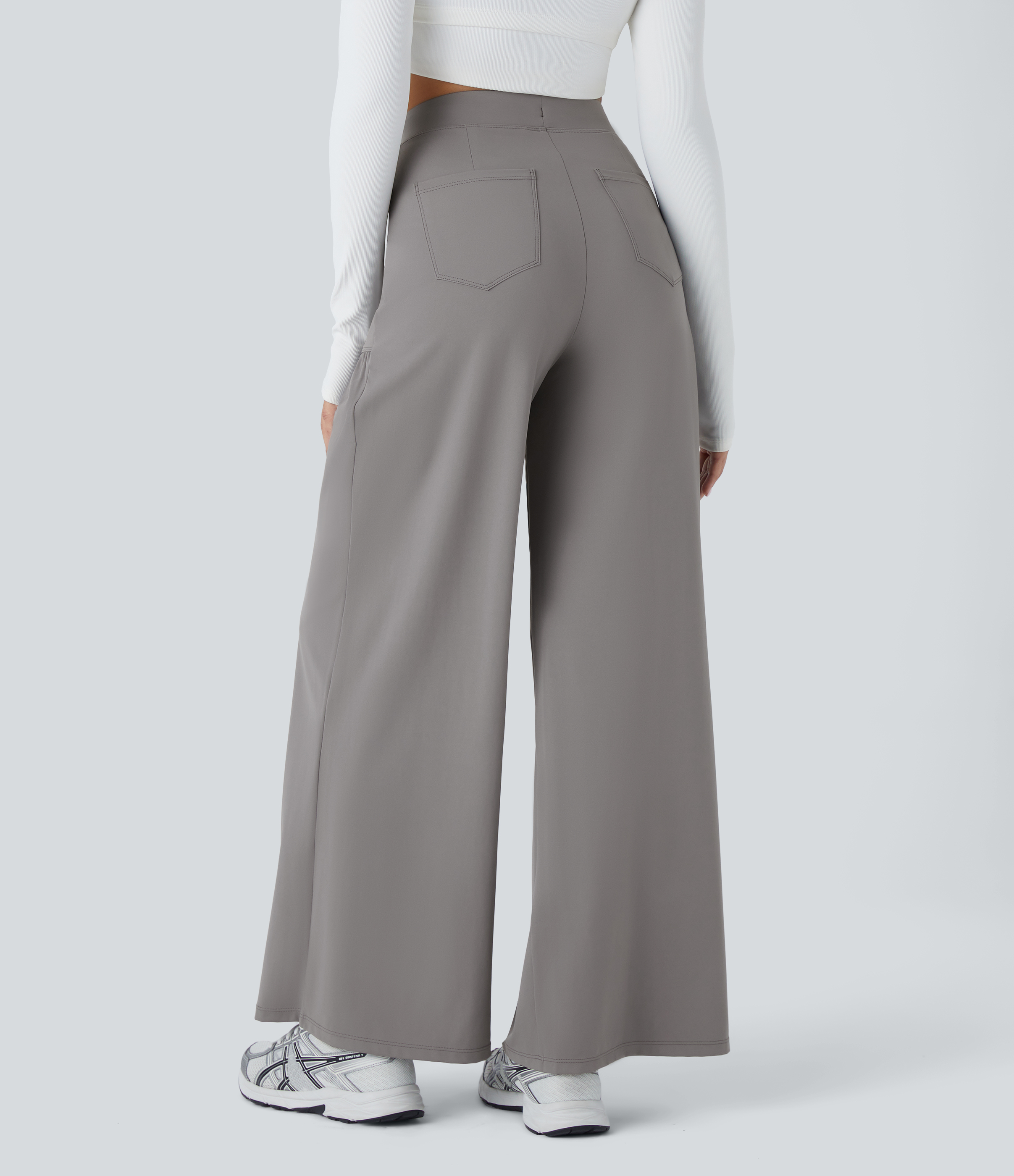Steeple Gray Yogahosen mit hoher Taille, Kordelzug, Taschen und weitem Bein / 2